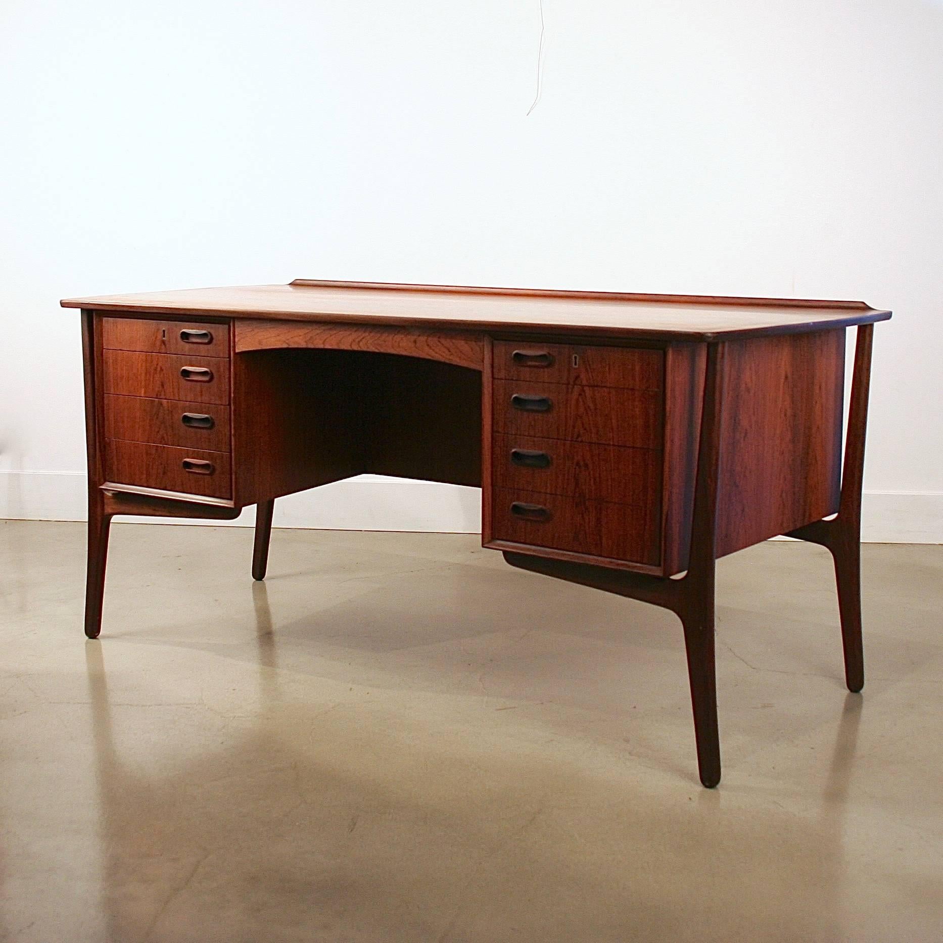 Scandinavian Modern Vintage Danish Svend Madsen Rosewood Desk For Sale