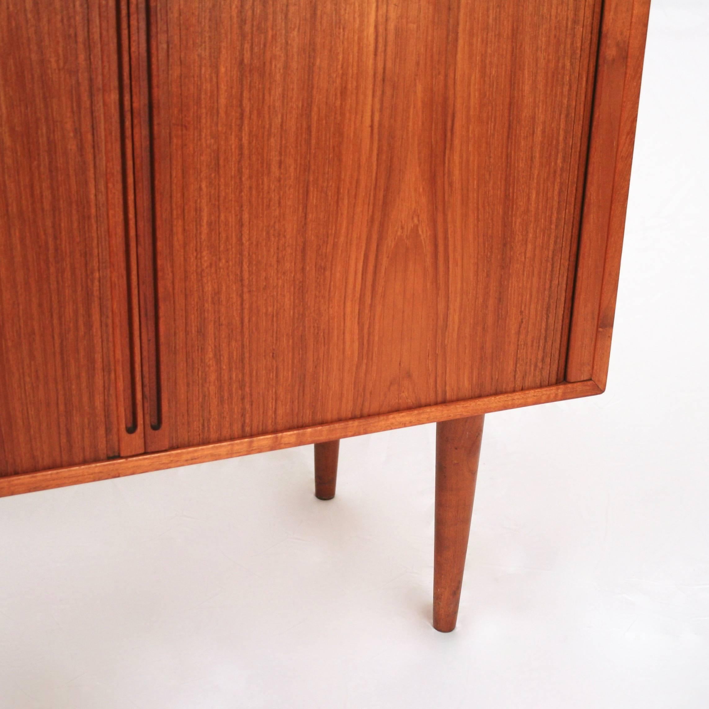 Mid-20th Century Vintage Danish Kai Kristiansen Teak Cabinet with Tambour Doors For Sale