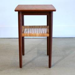 Vintage Danish Teak and Cane Side Table