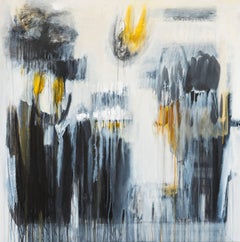 Pittura astratta blu e gialla di Ivanilde Brunow