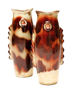 Art Deco Ceramic Fish Vases or Sculptures