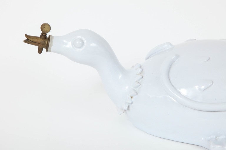 Glazed Rare Ed Langbein Ceramic Duck Lavabo and Cistern For Sale