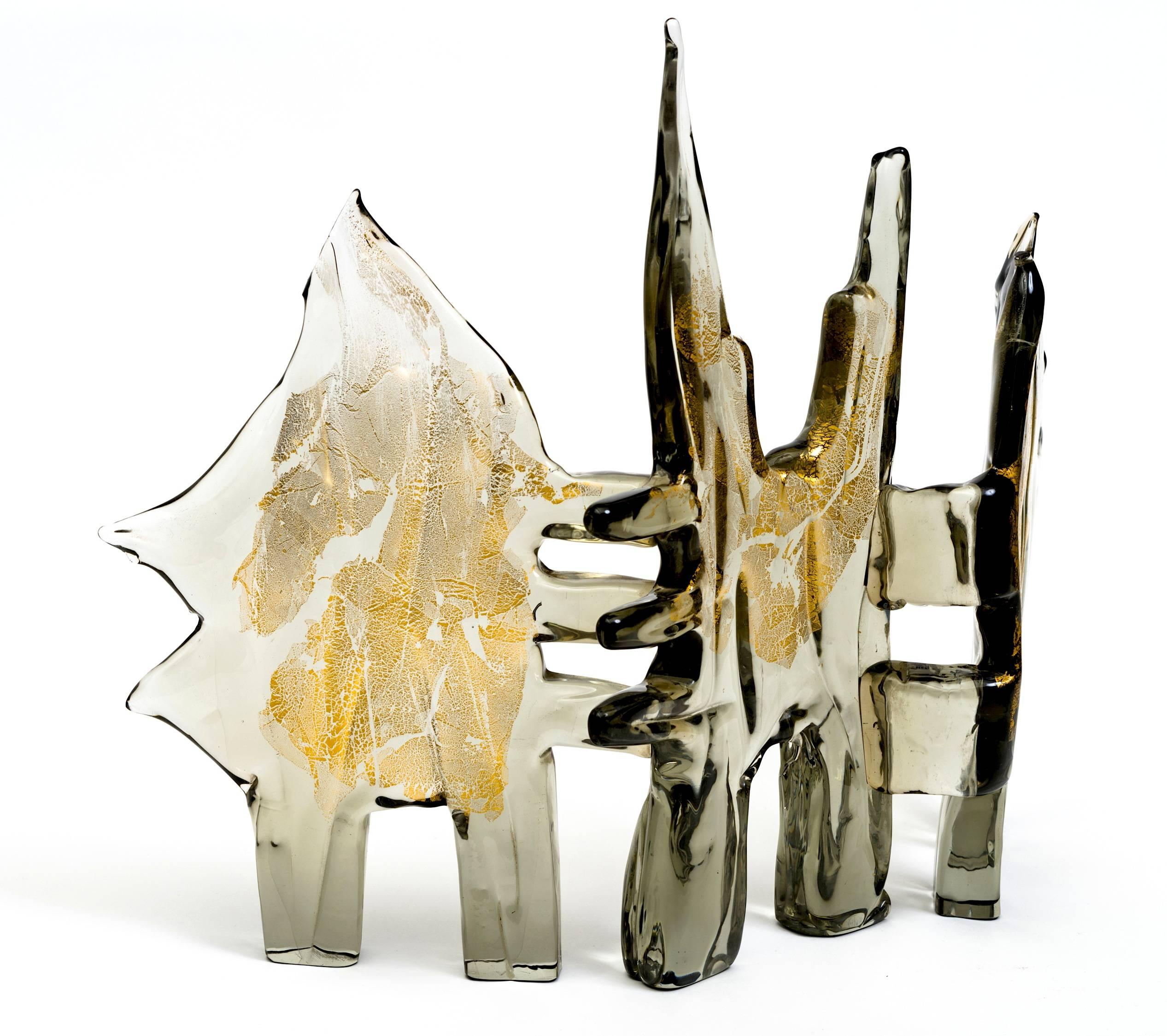 Molded Luciano Gaspari Abstract Murano Glass Sculpture 