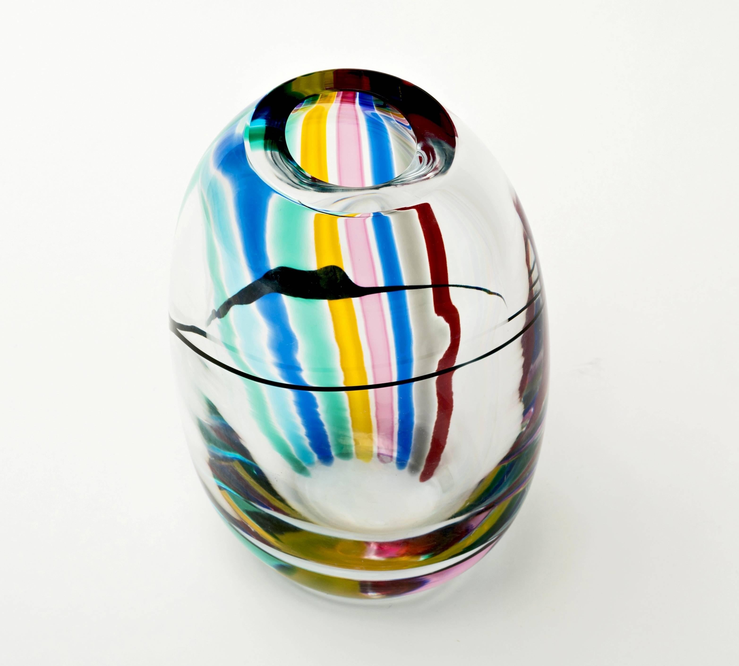 Italian Seguso Polychrome Vase by Romano Dona