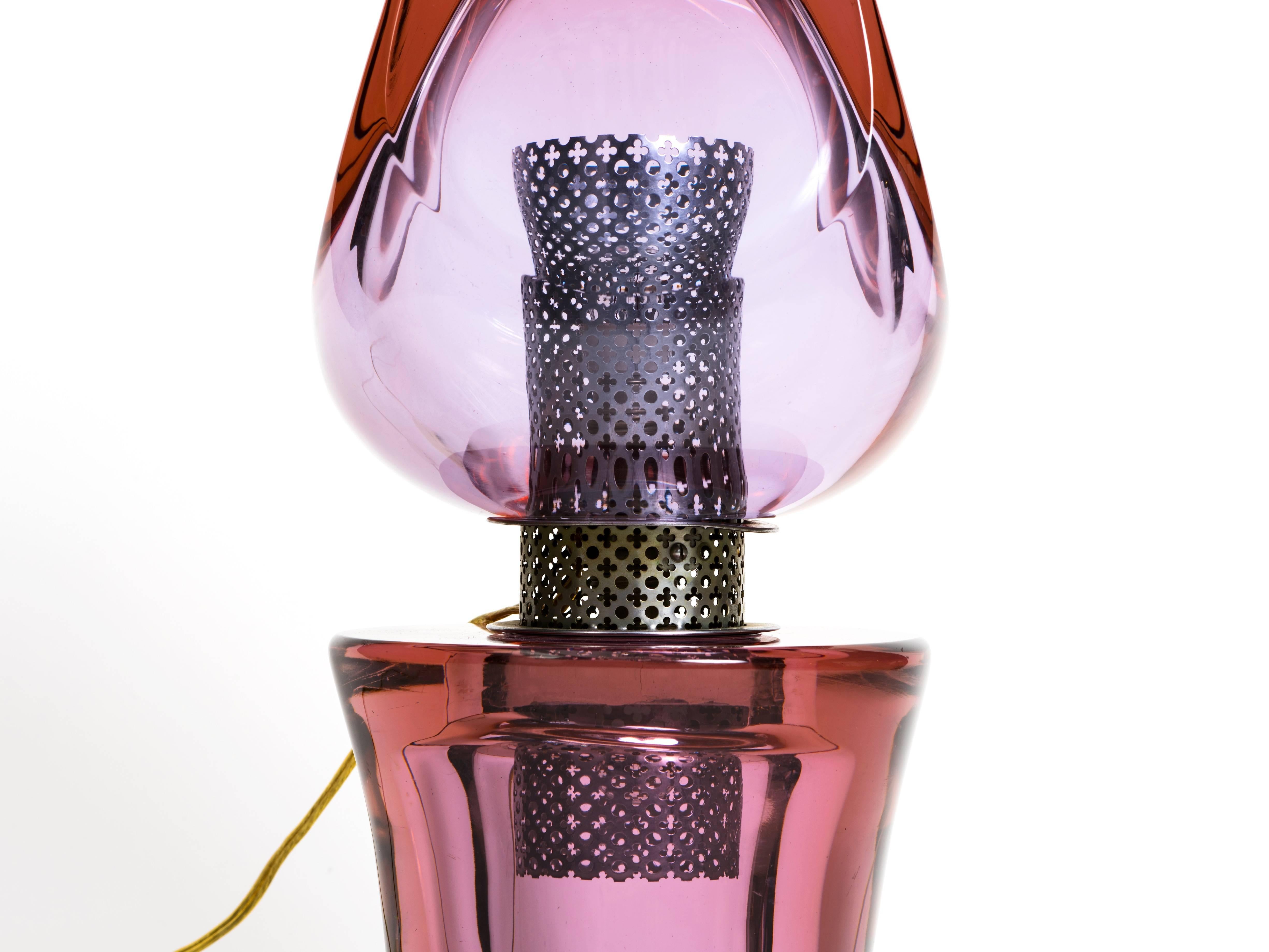 Glass Flavio Poli Seguso Murano Table Lamp For Sale