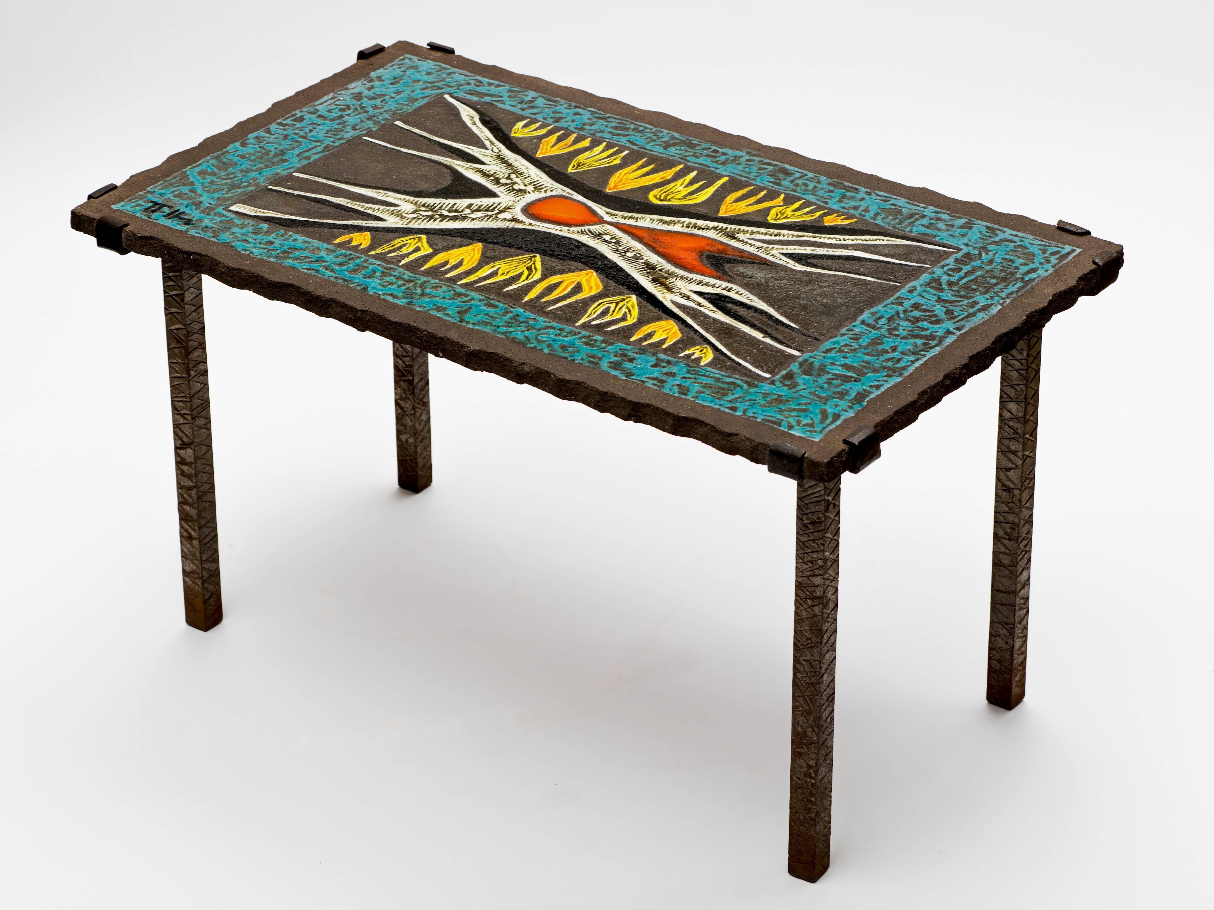 Mid-20th Century Lava Stone Coffee Table by Jean Jaffeux