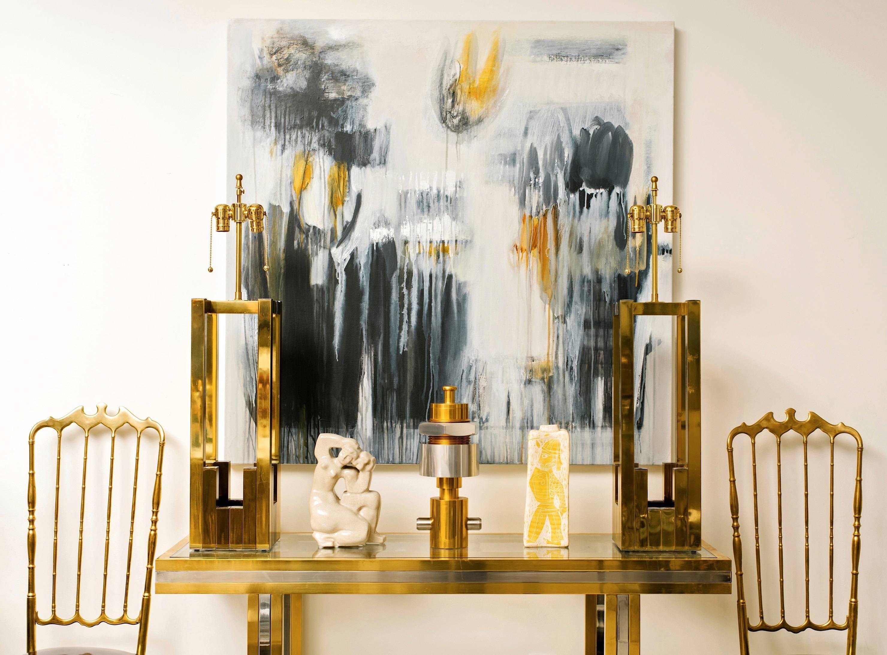 Maison Jansen Brass and Chrome Console Table 1