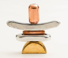 Mixed Metal Abstract Sculptures by French Artist Chevallier