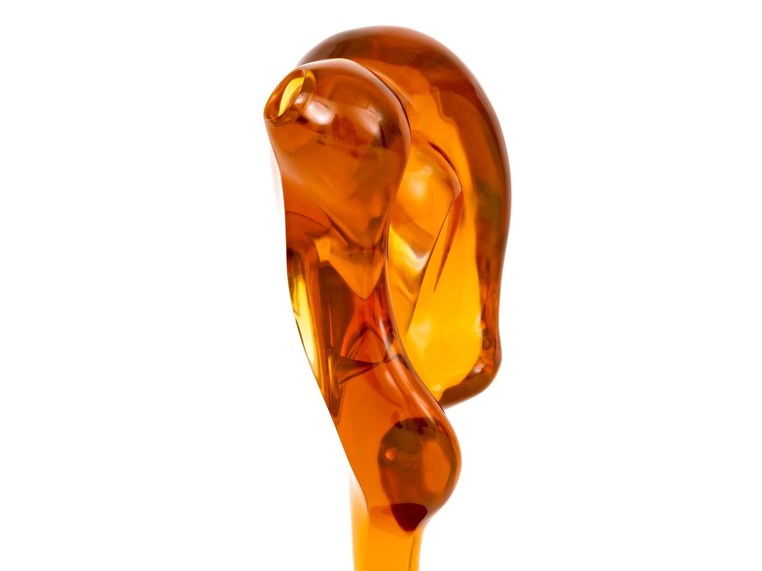 Orange Lucite Sculpture by Henry Guerriero In Good Condition In New York, NY