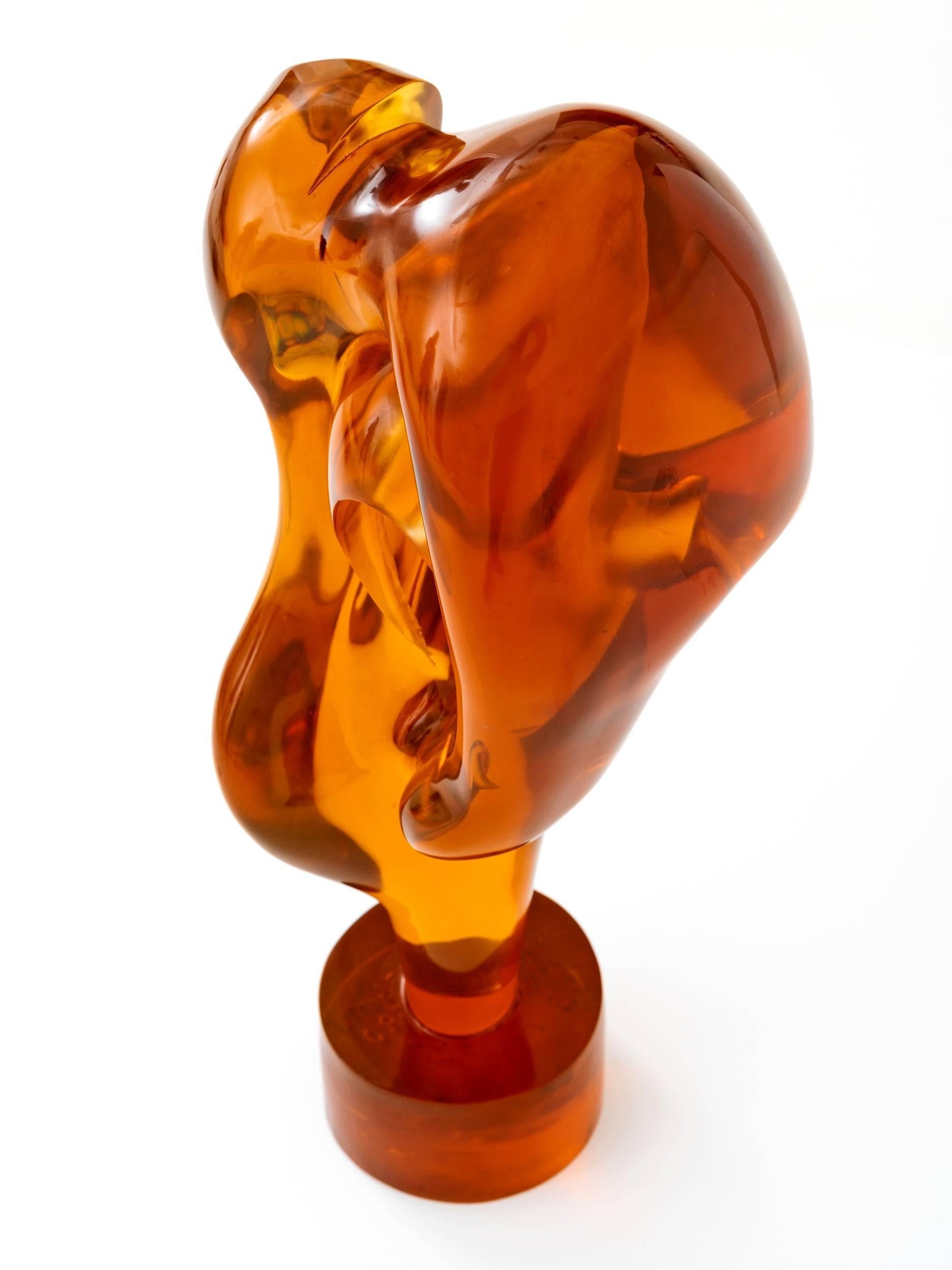 Late 20th Century Orange Lucite Sculpture by Henry Guerriero