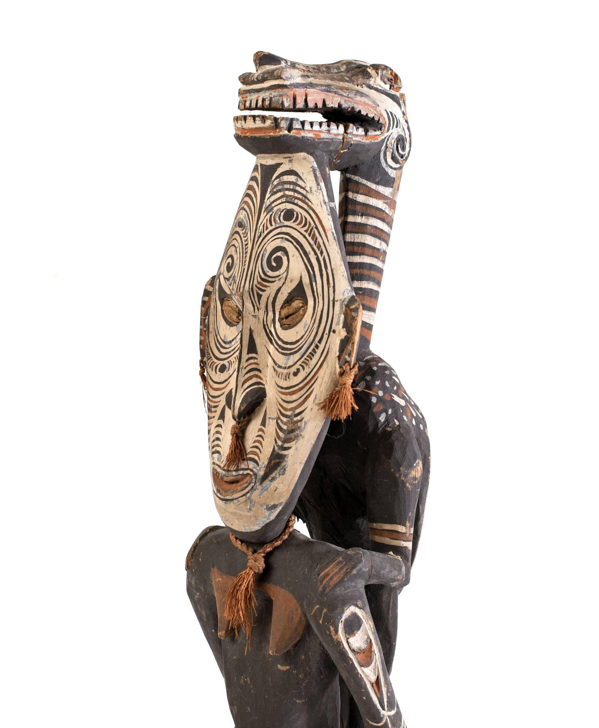 Mid-20th Century Oceanic Sepik River Gable Figure Sculpture from Papua, New Guinea