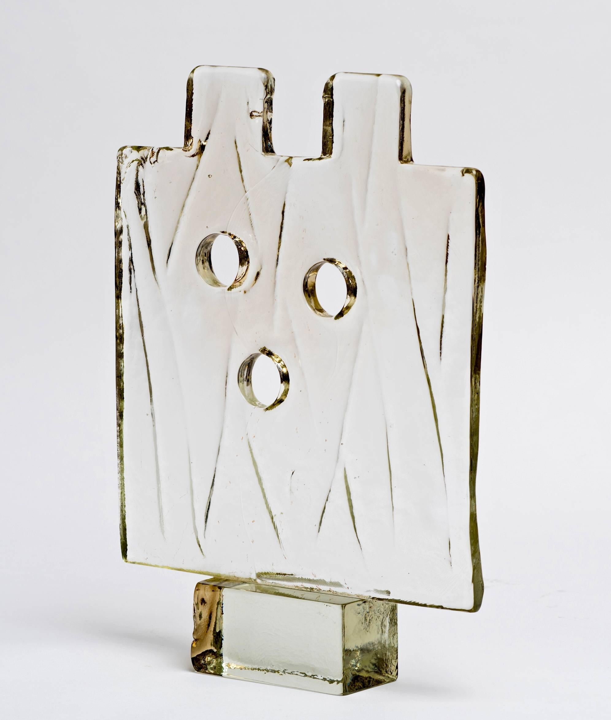 Molded Luciano Gaspari Murano Glass Block Sculpture