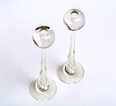 Extra Large Cenedese Murano Glass Ball Candlesticks