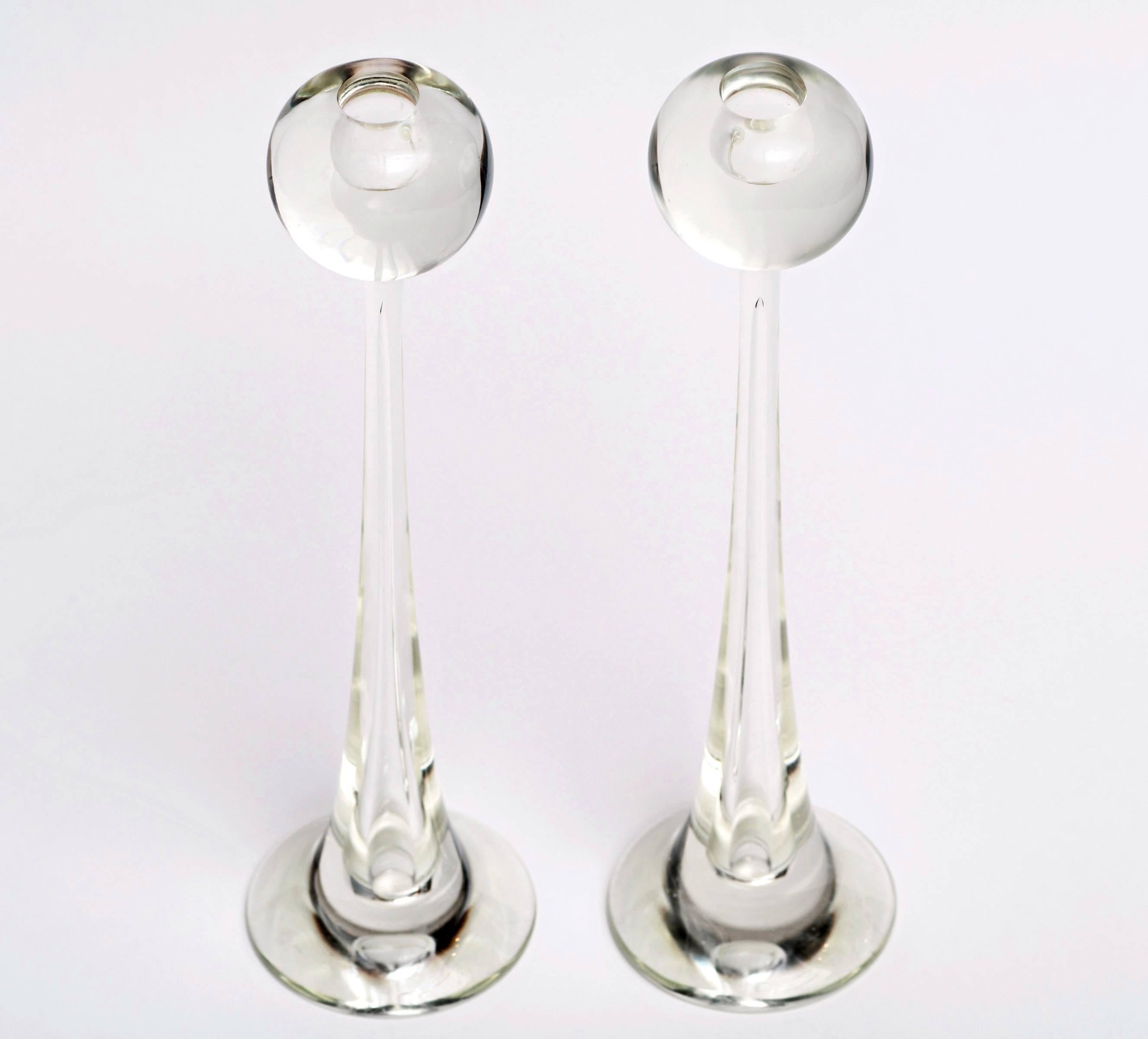 Extra Large Cenedese Murano Glass Ball Candlesticks In Good Condition In New York, NY