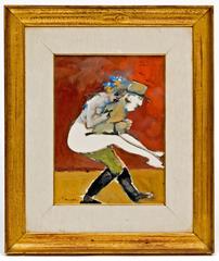 Abstract Figural Painting of a French Officer and a Woman