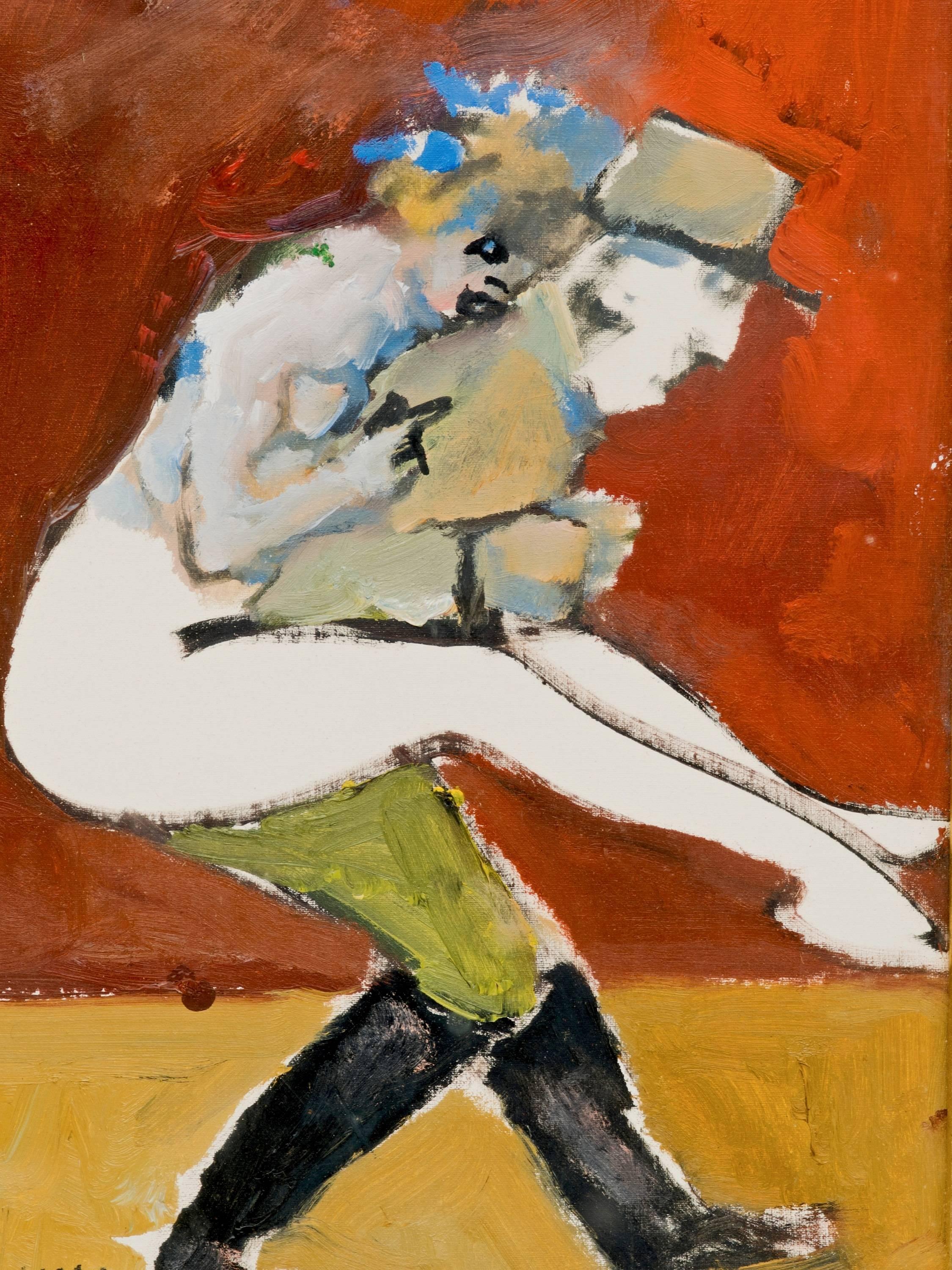 Abstract Figural Painting of a French Officer and a Woman In Good Condition For Sale In New York, NY