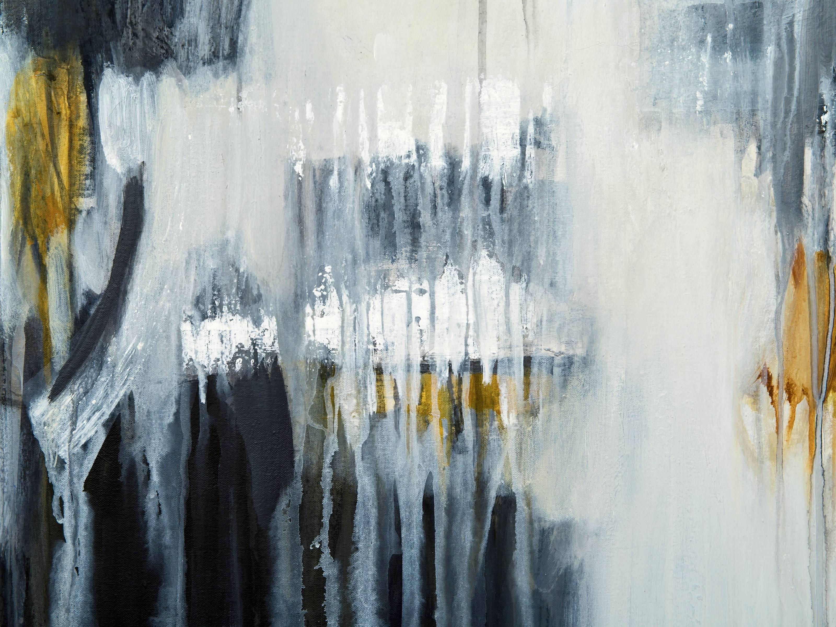Cuadro abstracto azul y amarillo de Ivanilde Brunow en Bueno estado para la venta en New York, NY