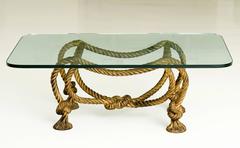 Maison Jansen Style Coffee Table with Rope and Tassel Feet