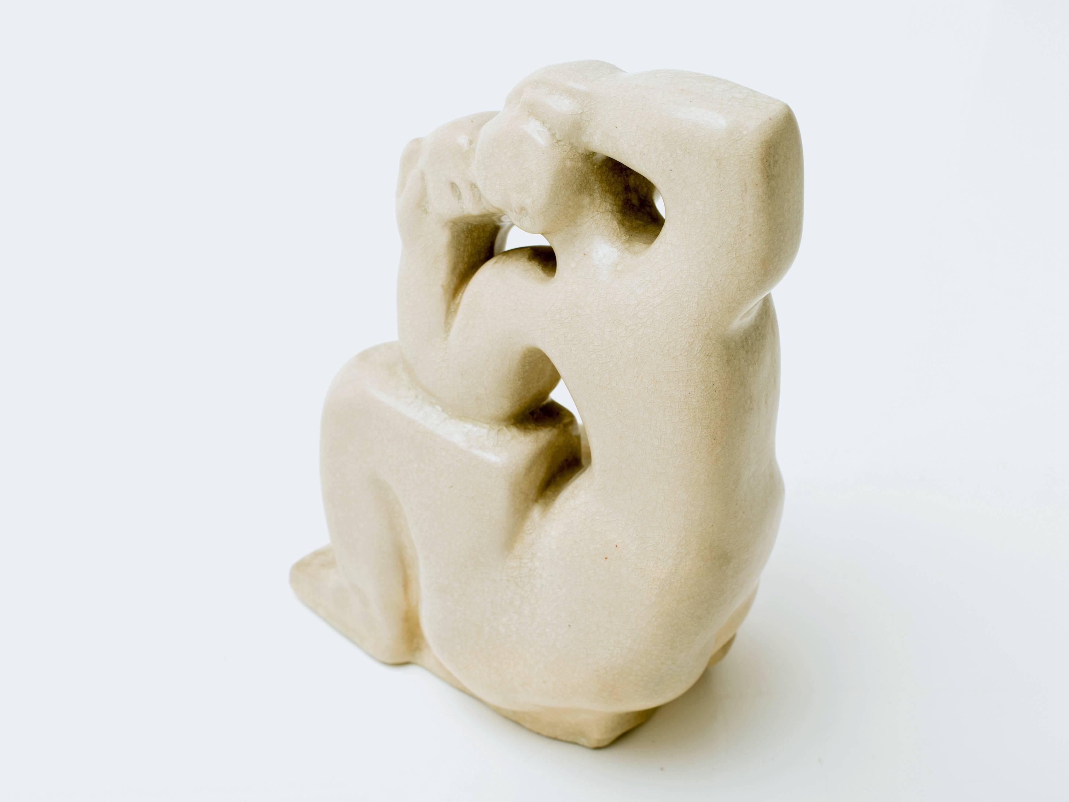 Romanian Maximilian Schulmann Cubist Ceramic Figural Sculpture