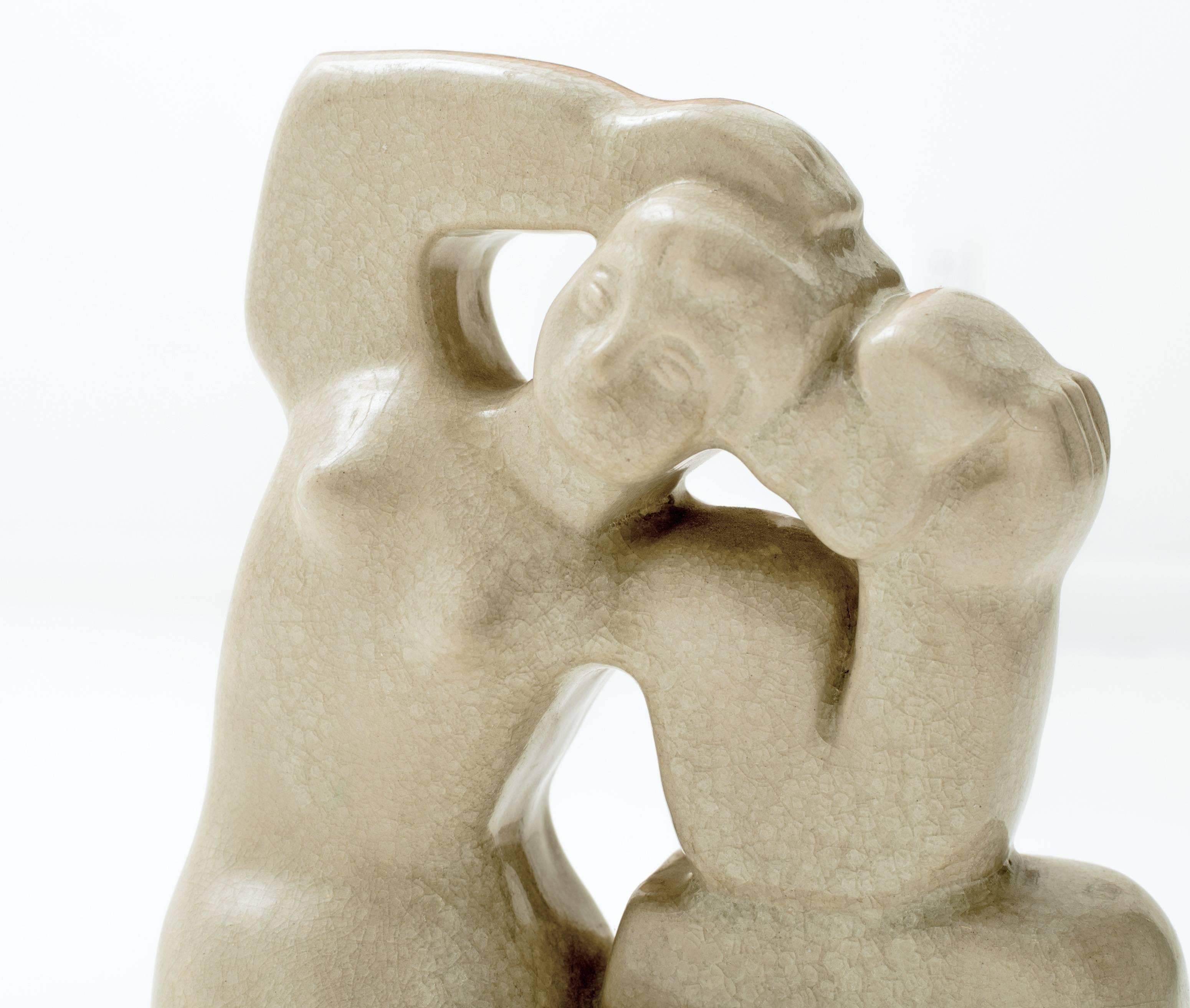 Glazed Maximilian Schulmann Cubist Ceramic Figural Sculpture