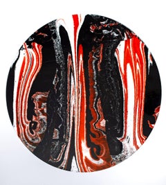 Red, Black and White Marble Side or End Table