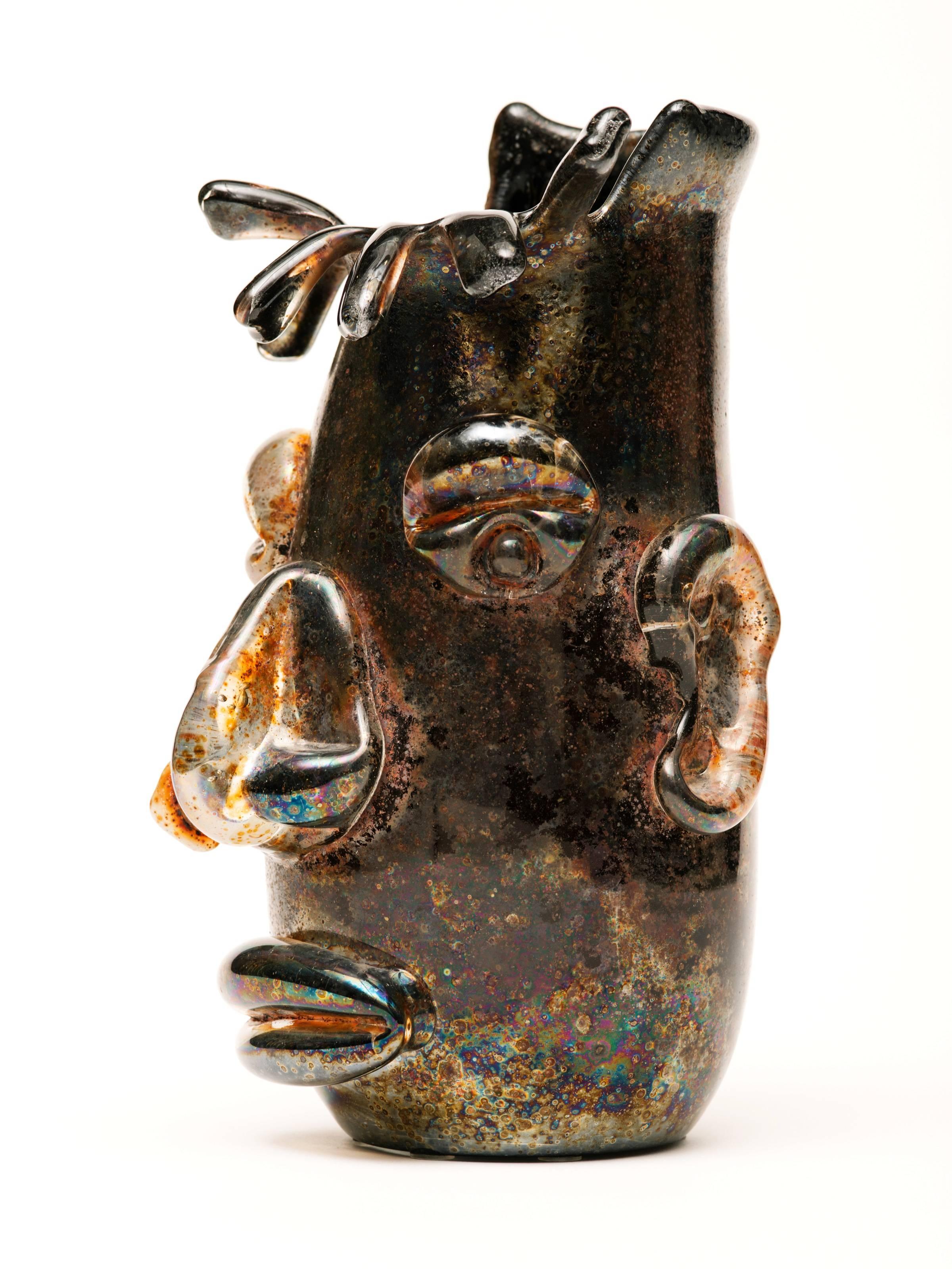 Sculpture de tête en verre de Murano attribuée à Alfredo Barbini Bon état - En vente à New York, NY