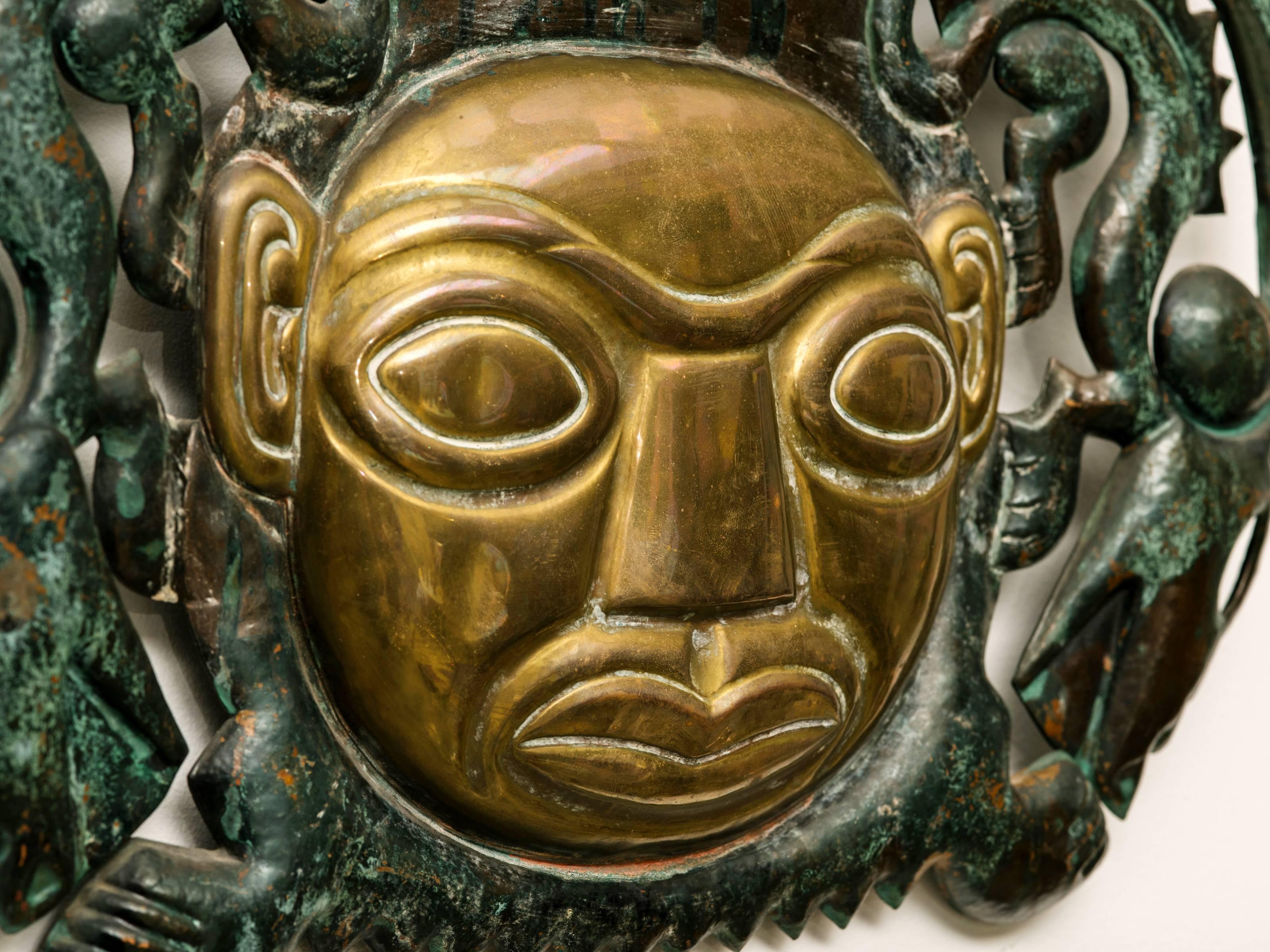 Mid-20th Century Pair of Peruvian Mask Sculptures Attributed to Graziella Laffi 