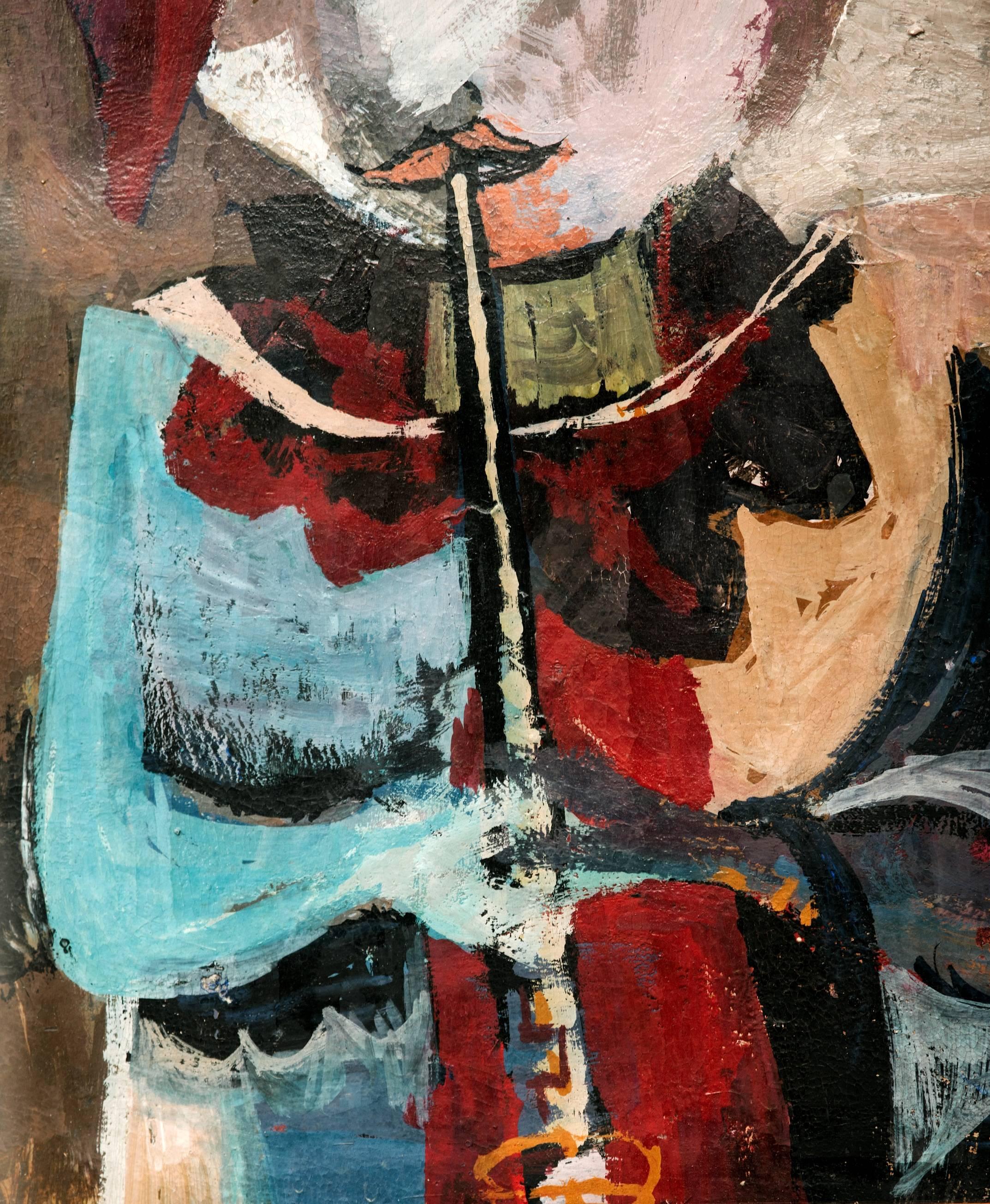 American Folk Art Painting of a Musician