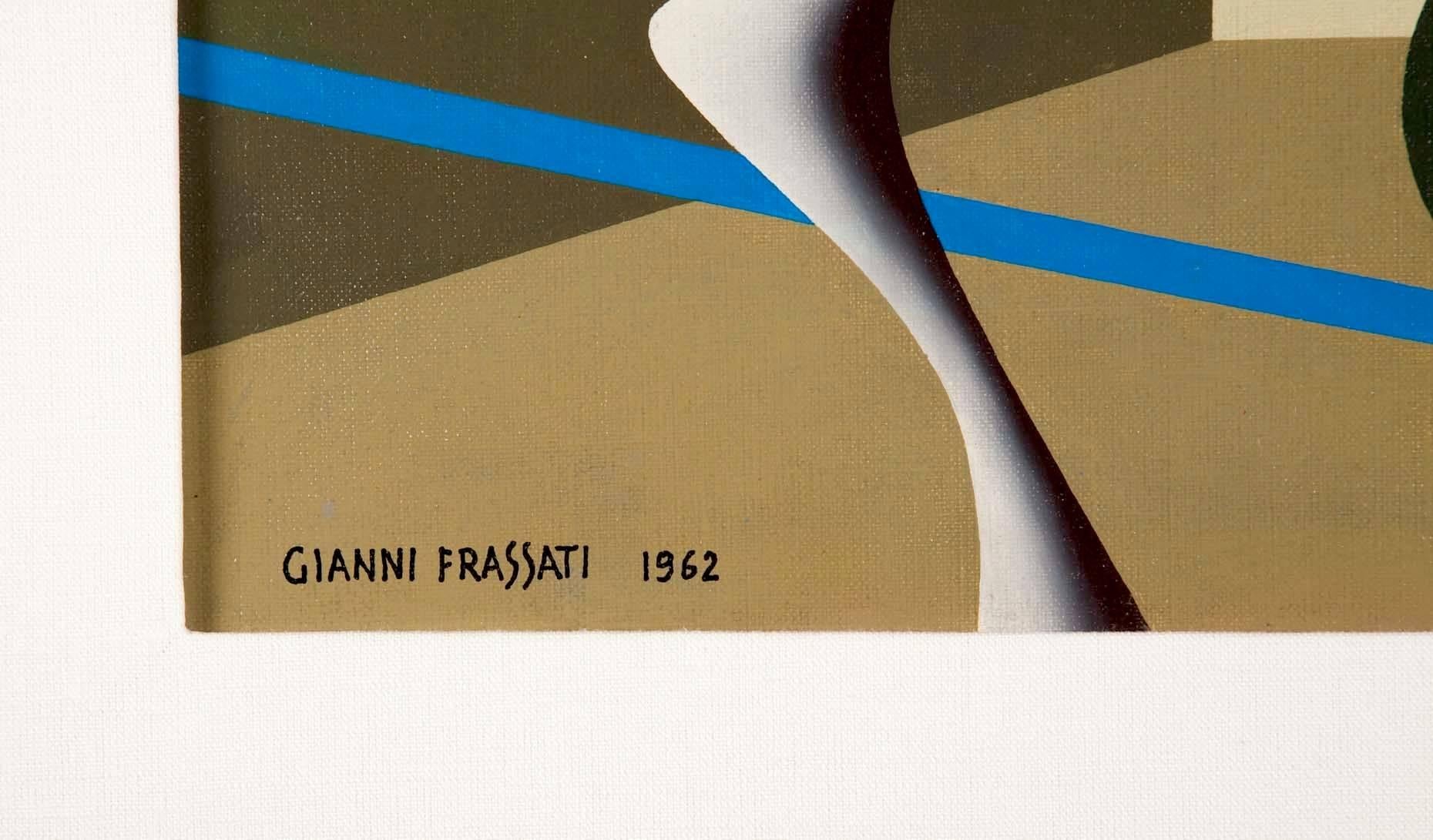 Toile Gianni Frassati Peinture géométrique abstraite, vers 1962 en vente