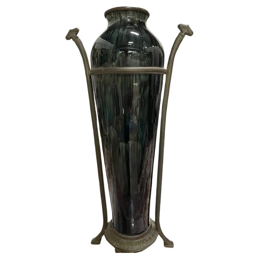Grand vase en porcelaine Art Nouveau Jugendstil monté sur bronze