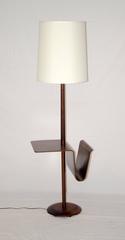 Mid-Century Walnut Floor Lamp with Bent Ply Table & Magazine Rack