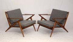 Pair of Danish Z Lounge Chairs, Poul Jensen for Selig