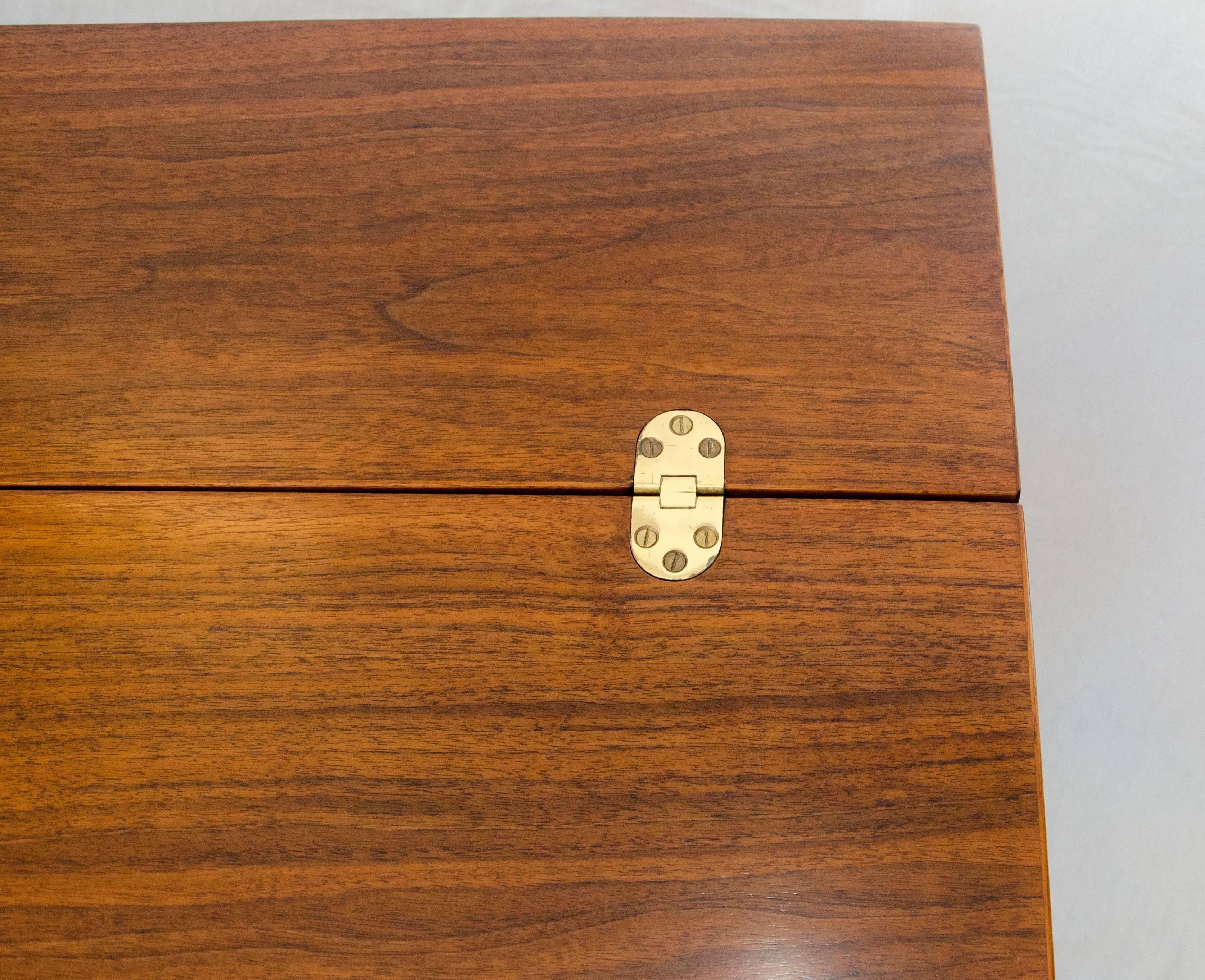 Brass Danish Walnut Flip Top Desk, Jens Quistgaard for Peter Løvig Nielsen