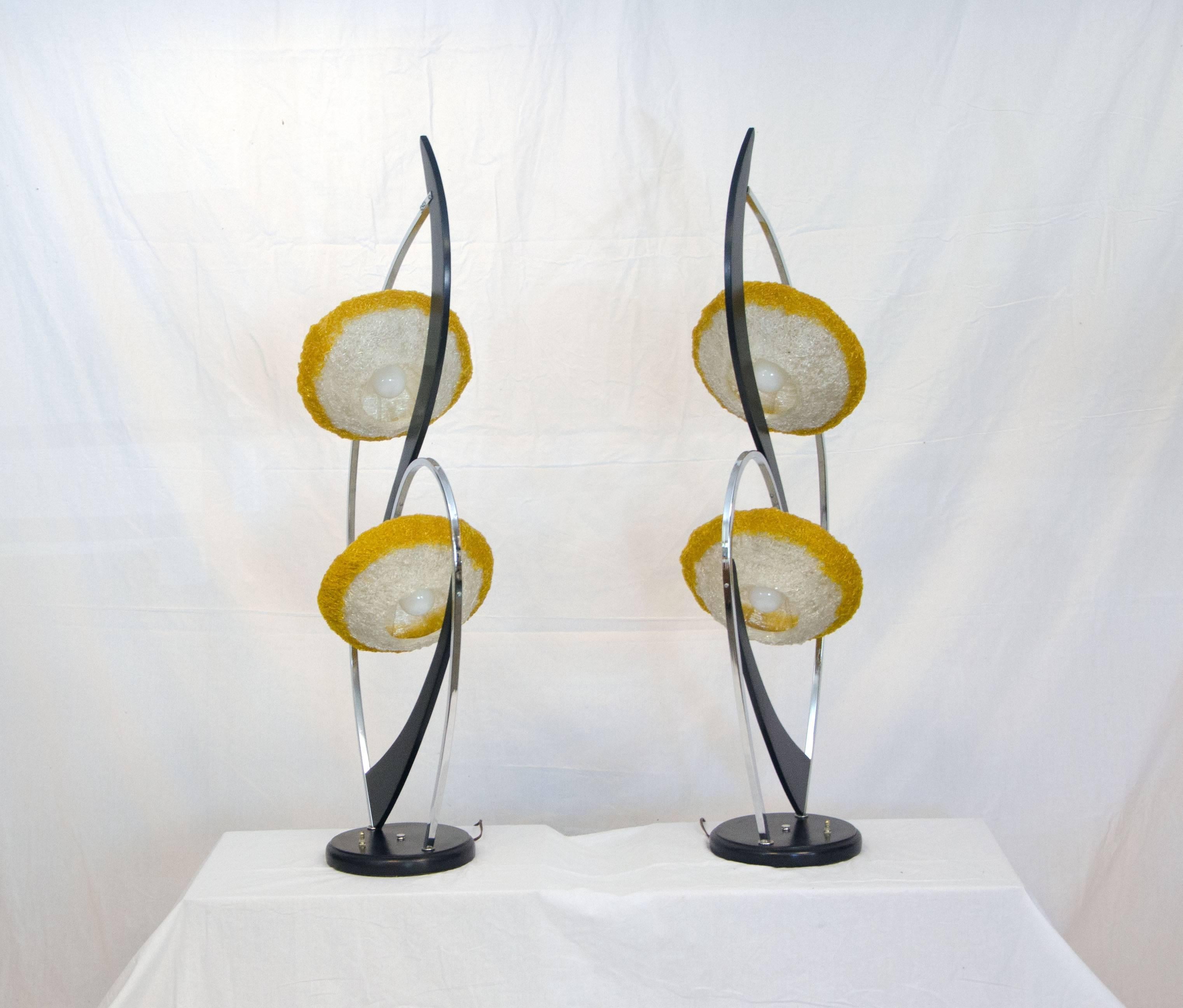 Acrylic Pair of Monumental Majestic Table Lamps, Hollywood Regency