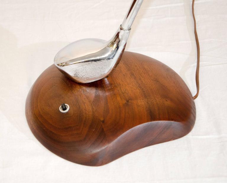 Walnut and Chrome Golf Club Desk Lamp at 1stDibs