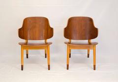 Pair of Teak and Beech Occasional Shell Chairs by Ib Kofod-Larsen