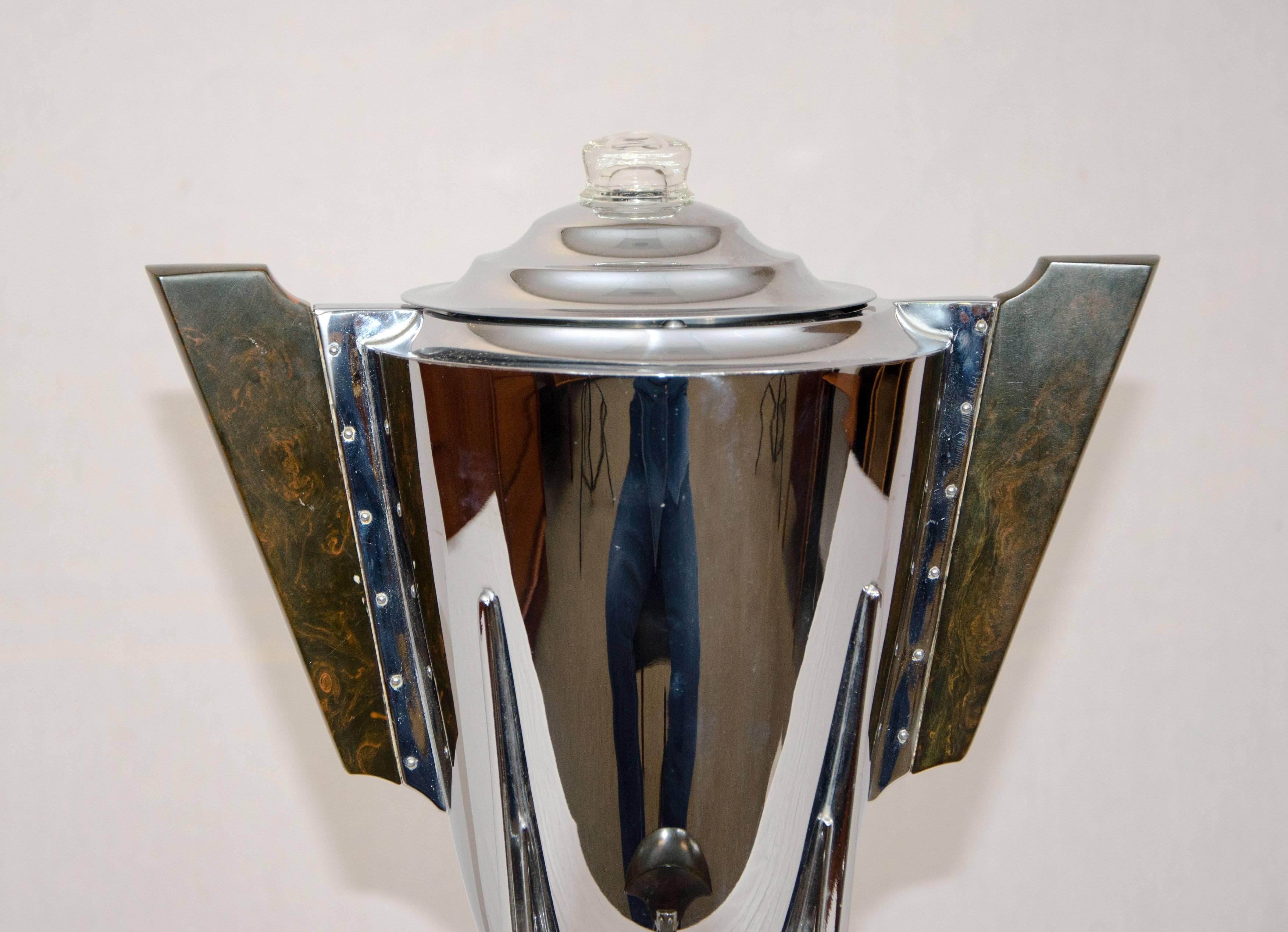 American Art Deco Chrome and Bakelite Coffee Service by Manning Bowman For Sale
