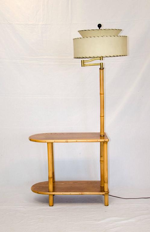 Rattan End Table with Attached Lamp at 1stDibs | vintage side table with lamp  attached, light with table attached, lamp with table attached