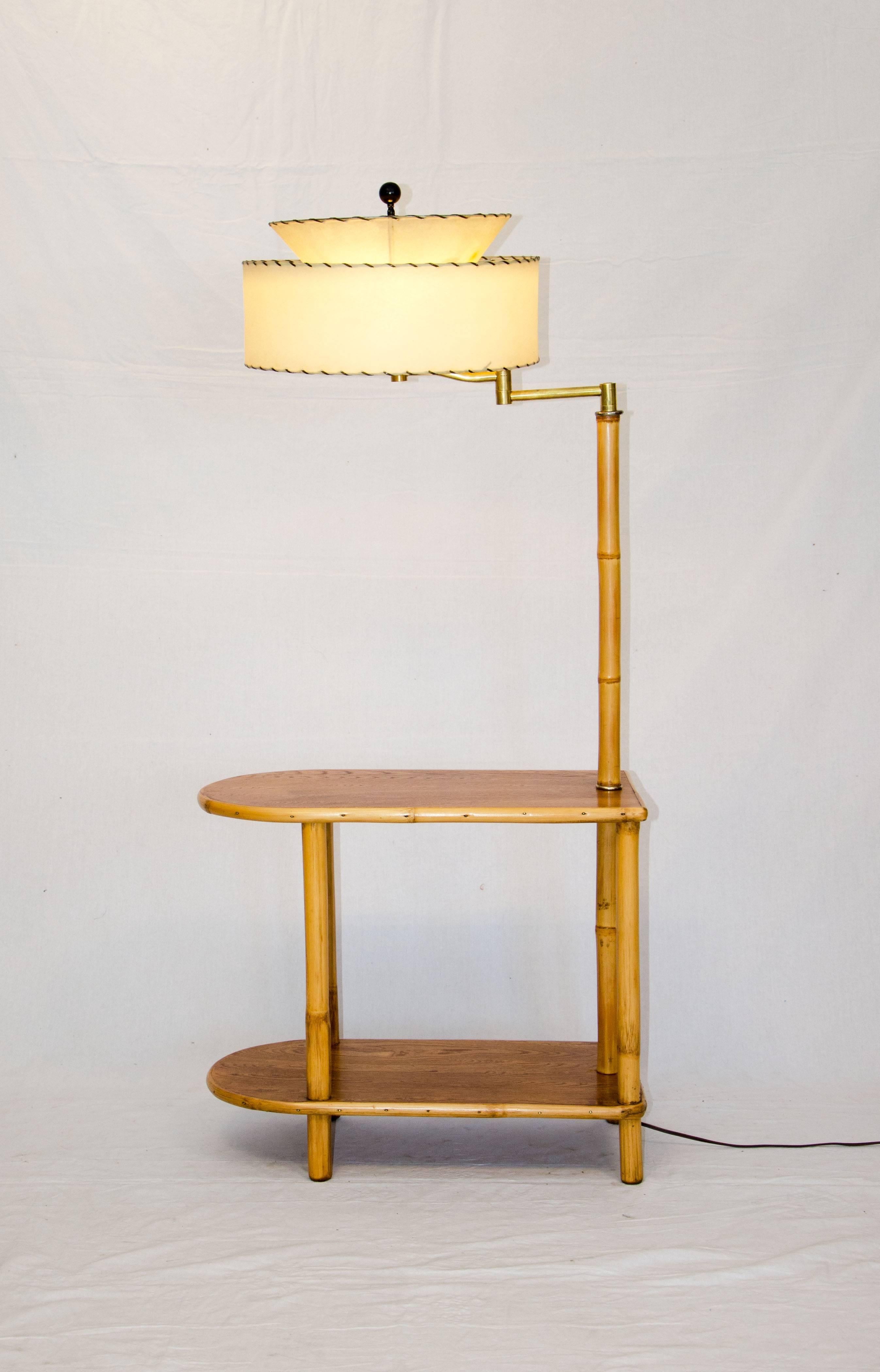 vintage side table with lamp attached
