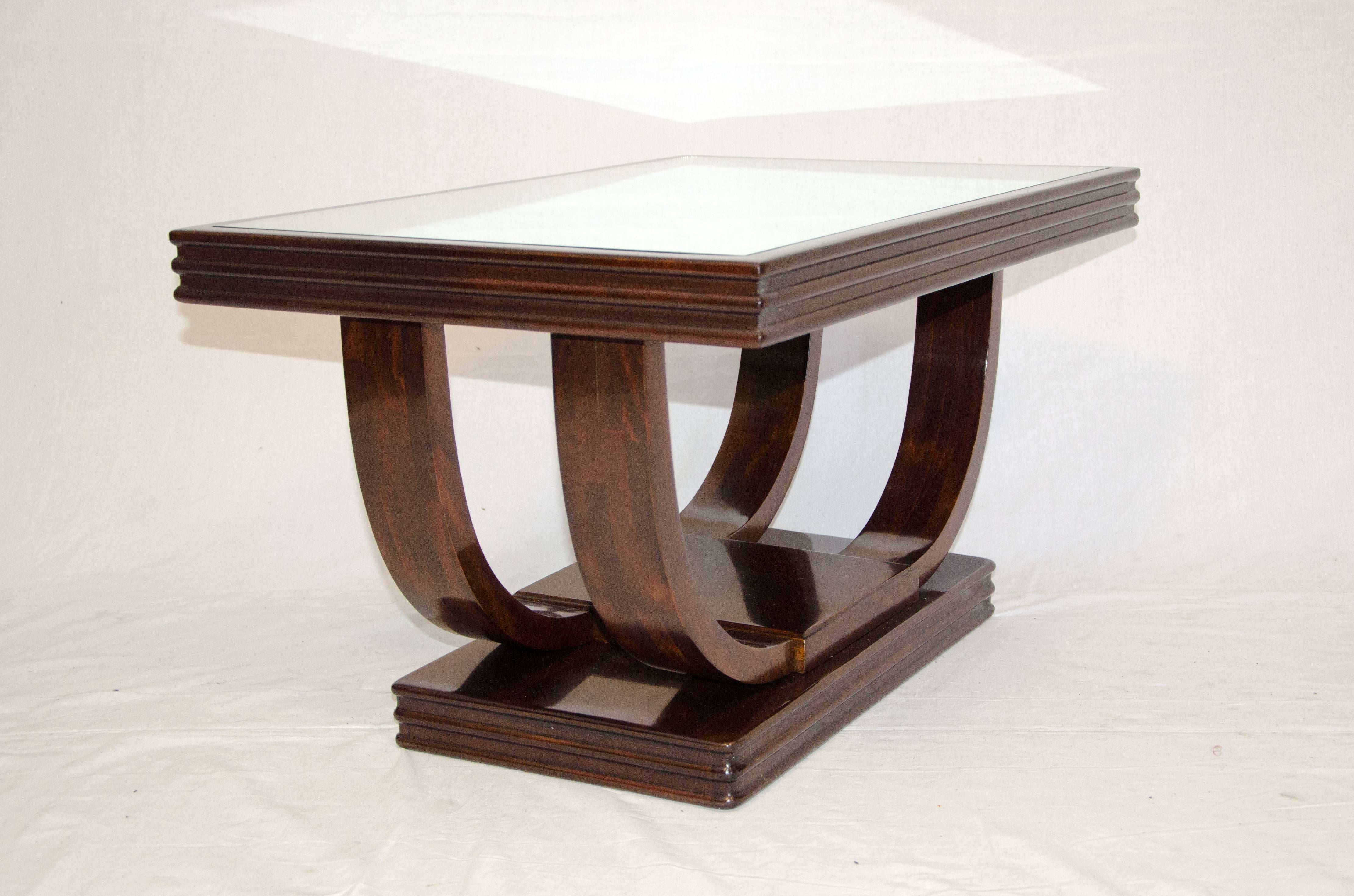 American Art Deco Cocktail or Coffee Table, Mirror Top