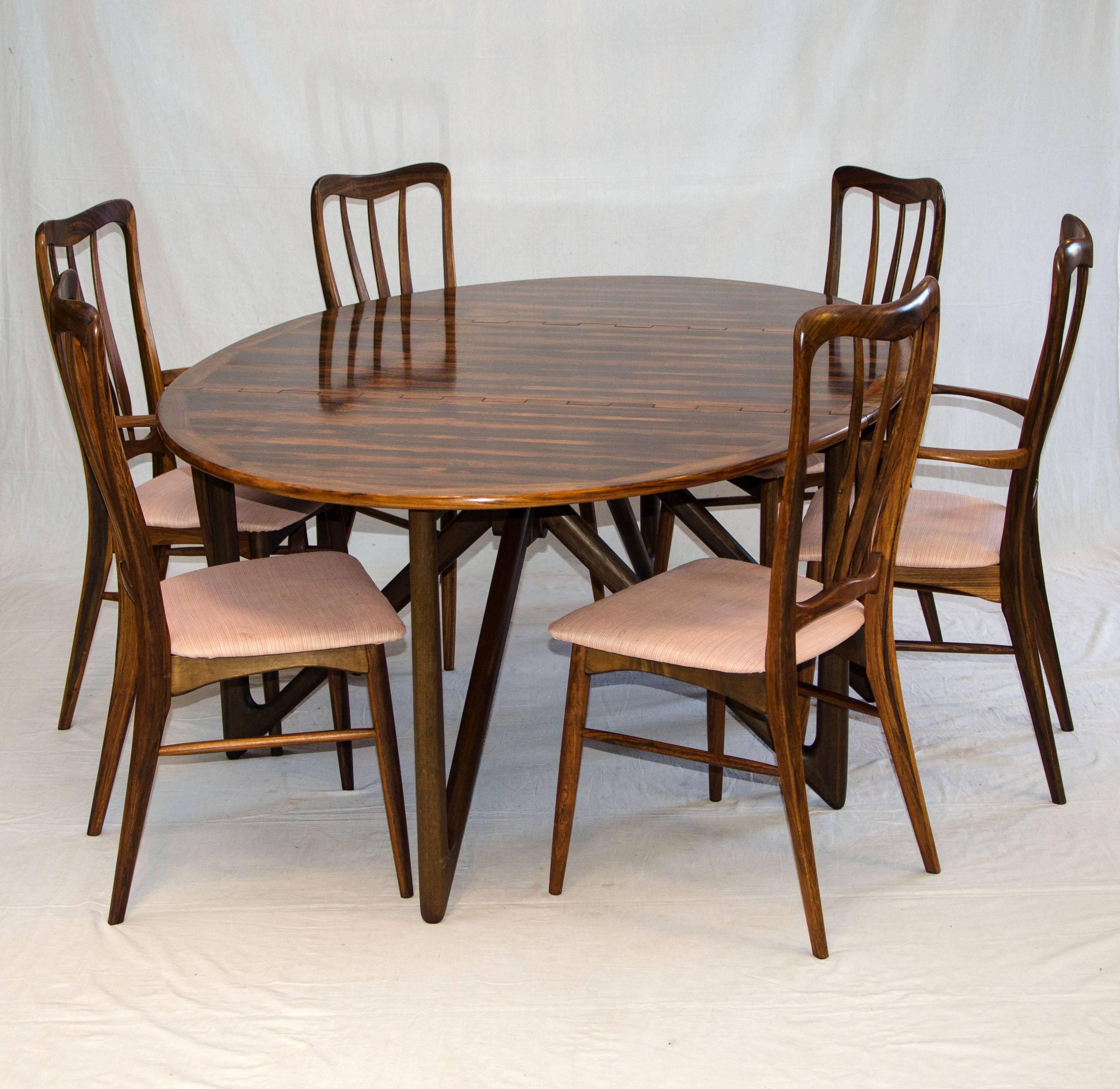 Danish Rosewood Oval Dining Table by Kurt Østervig 1