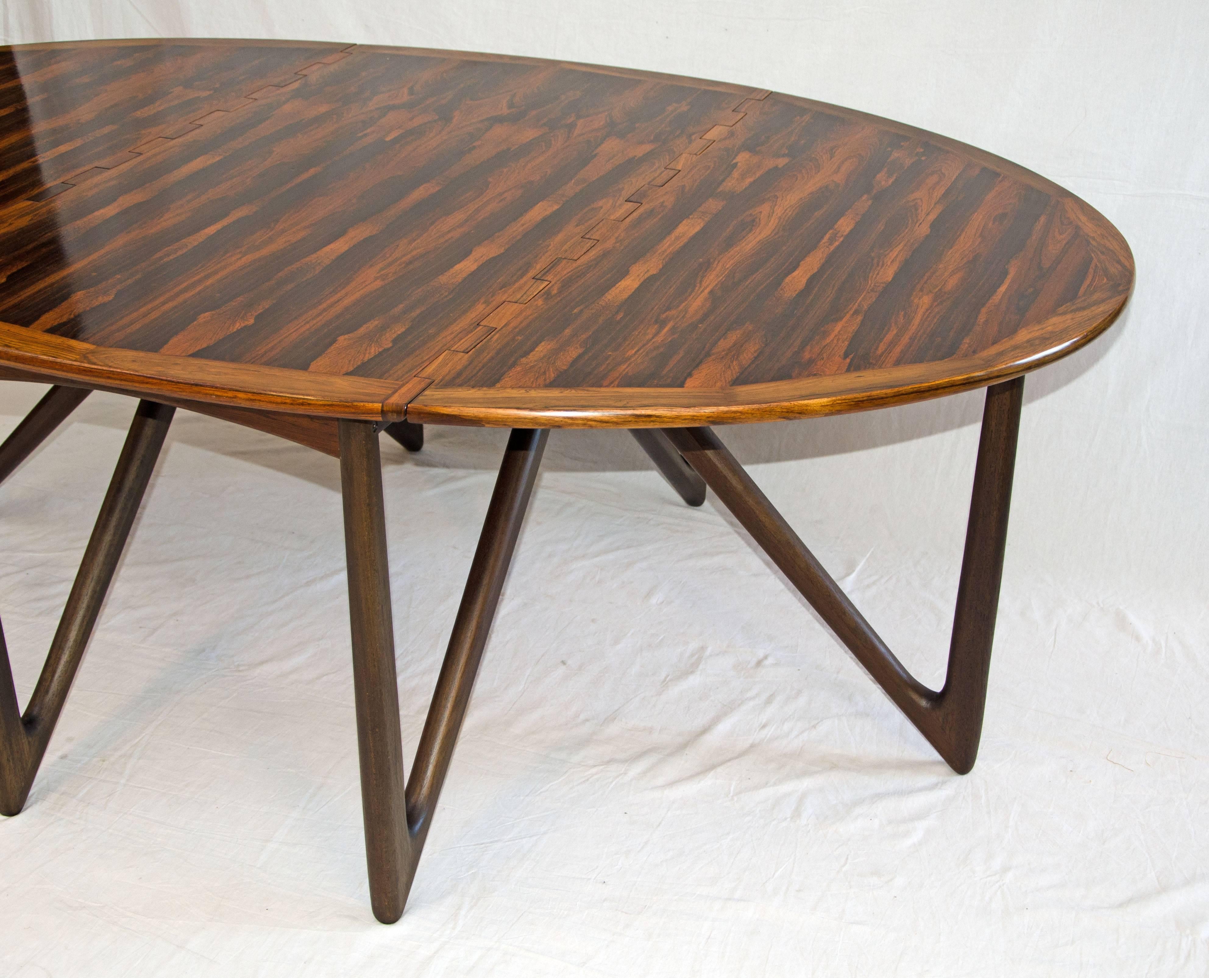 Scandinavian Modern Danish Rosewood Oval Dining Table by Kurt Østervig
