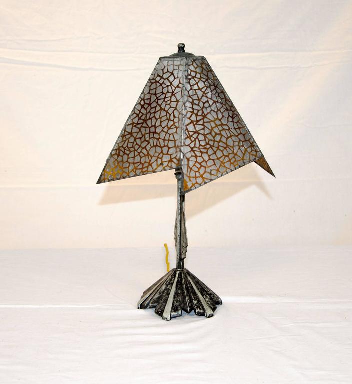 Small Art Deco Accent Lamp, Mica Shade For Sale at 1stDibs