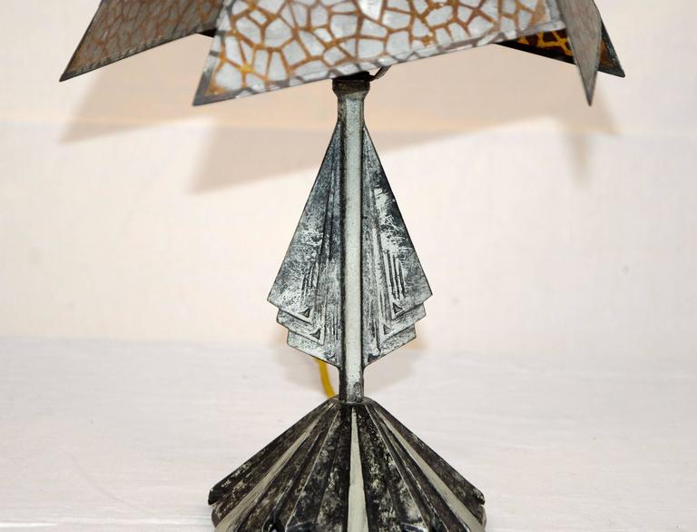 Small Art Deco Accent Lamp, Mica Shade For Sale at 1stDibs