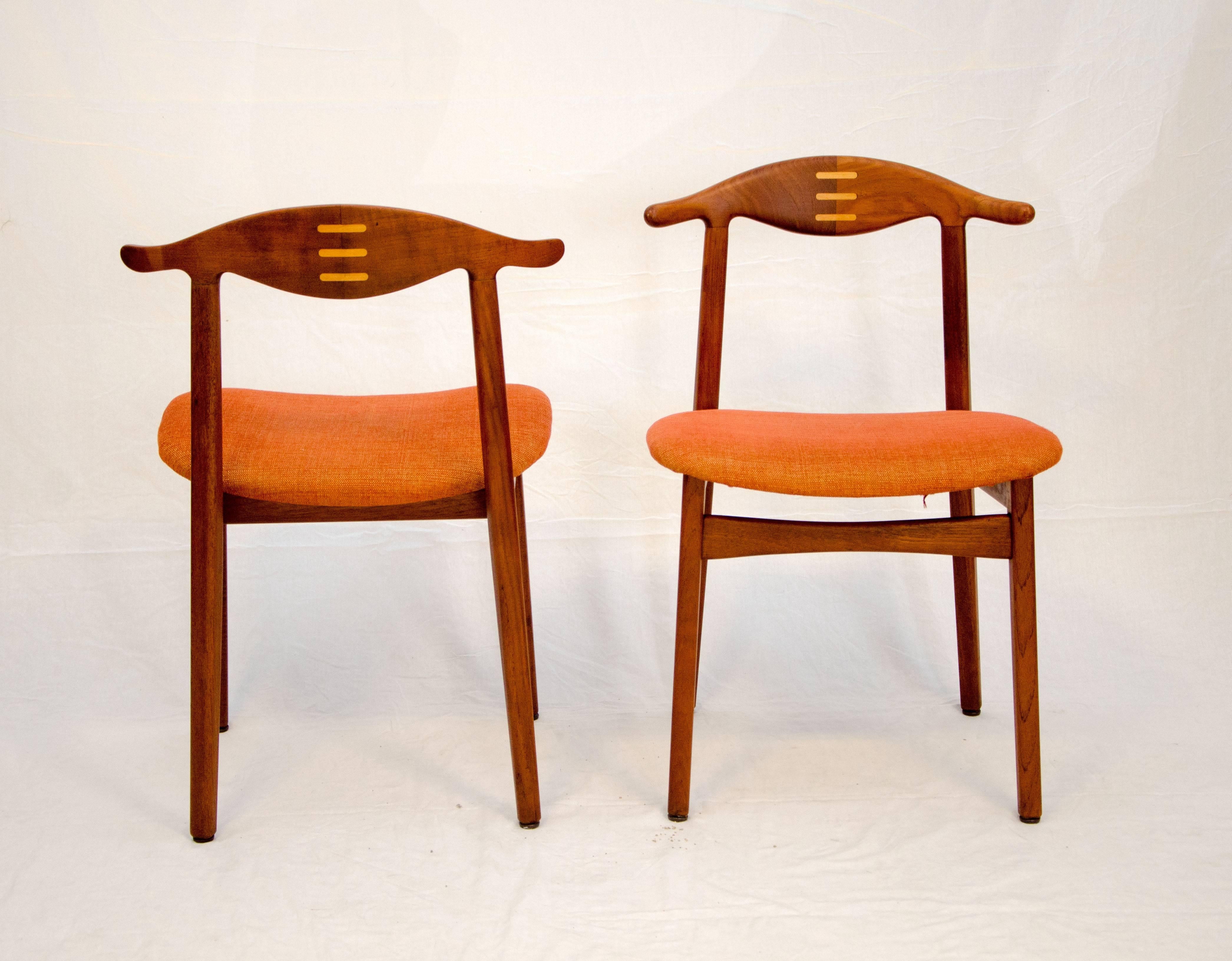 Rare Set of Four Teak Cowhorn Style Dining Chairs by Randers Stolefabrik 2