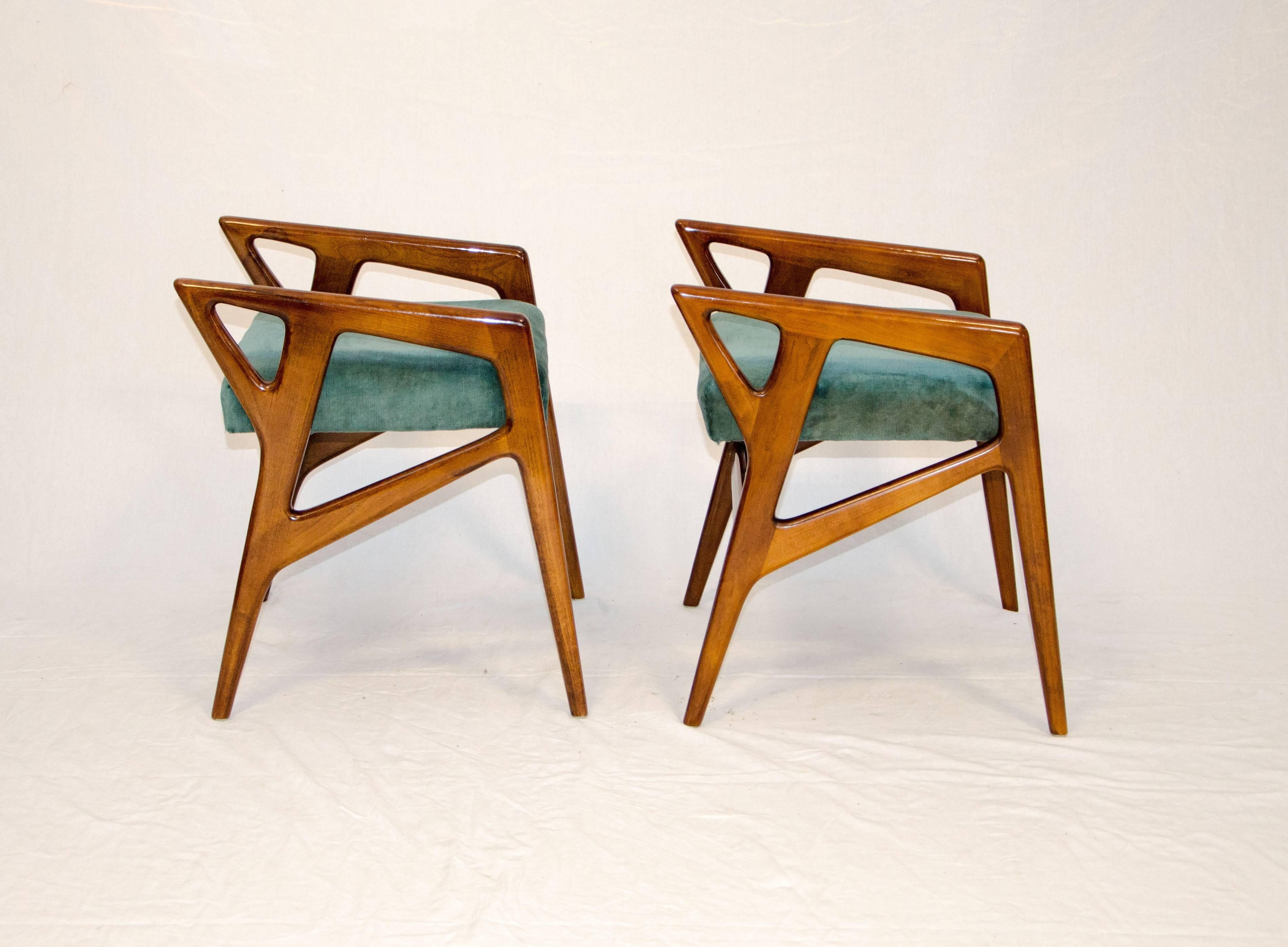Rare pair of arm stools or bench seats designed by Gio Ponti. Provenance provided from Gio Ponti Archives is in last photo.