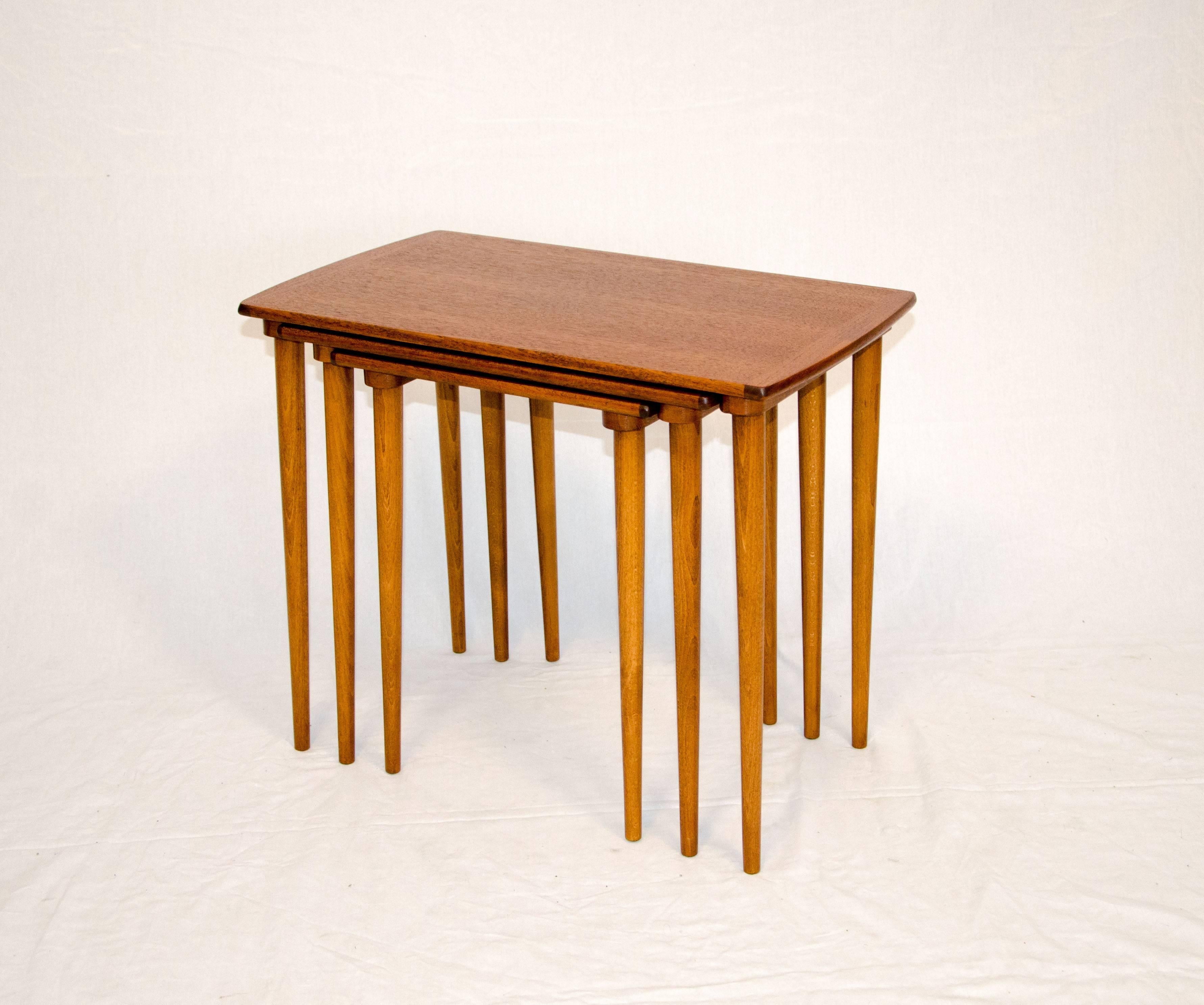 Scandinavian Modern Set of Three Danish Teak Nesting Tables