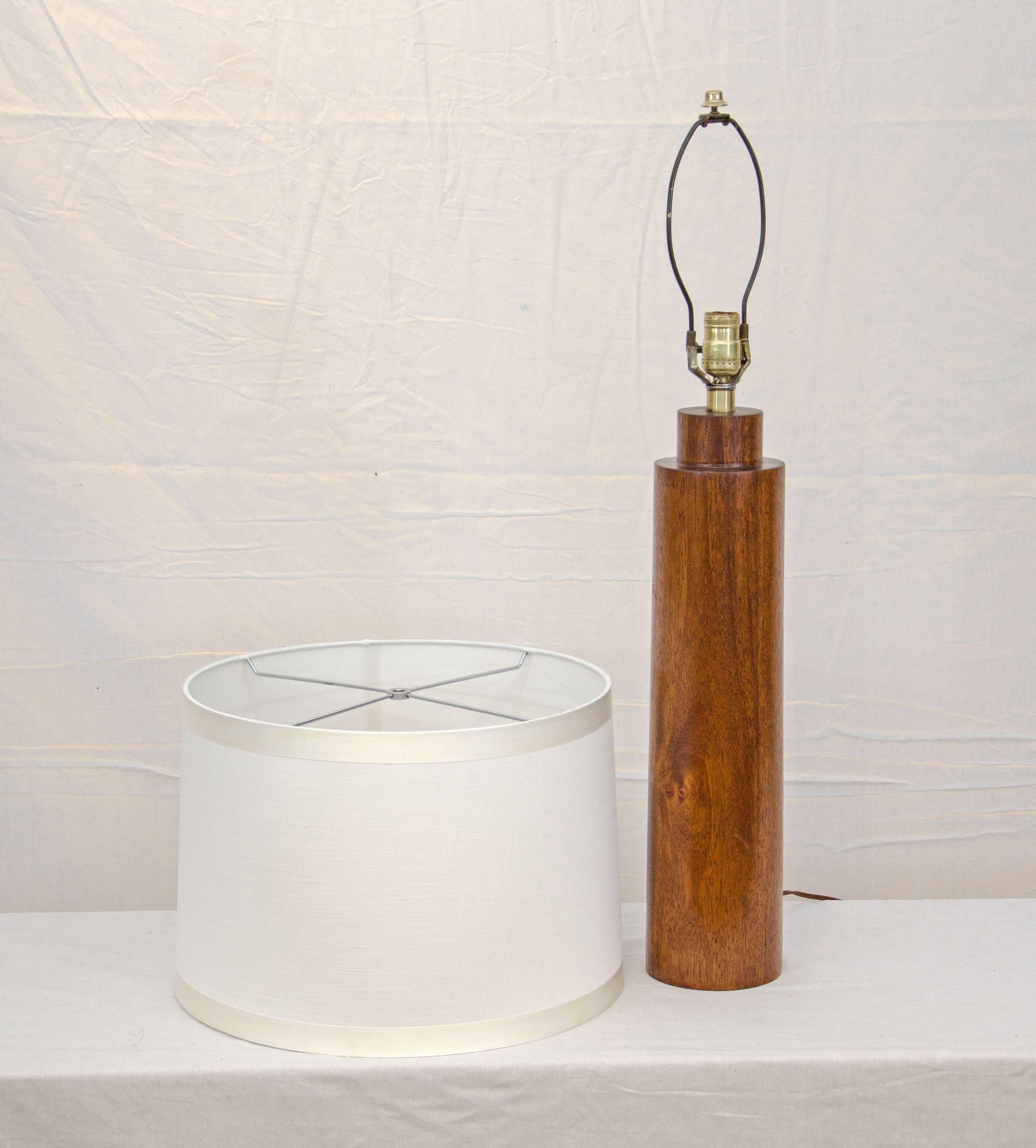 Mid-Century Modern Mid-Century Cylindrical Mahogany Table Lamp