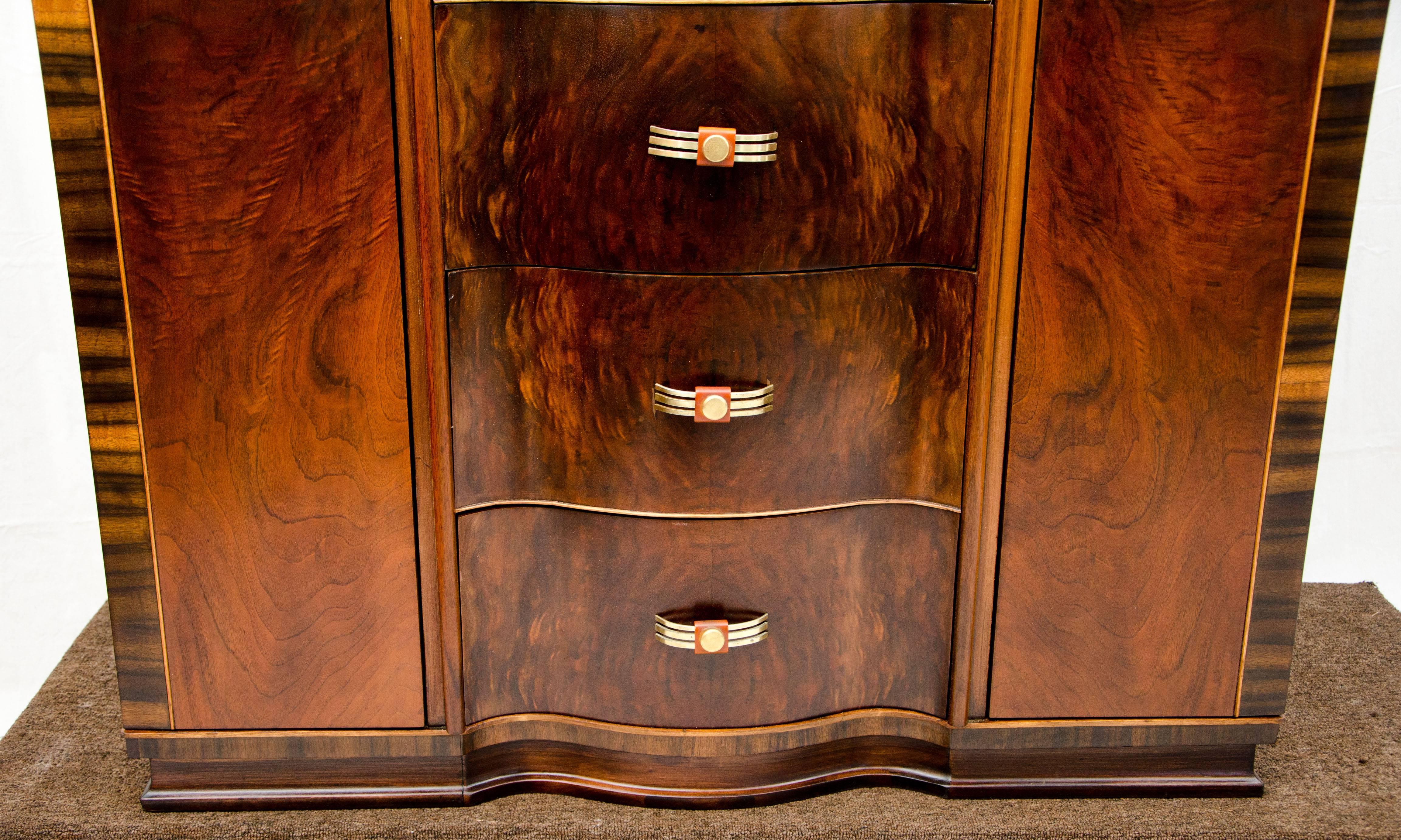 American Art Deco Walnut Dresser or Chifferobe