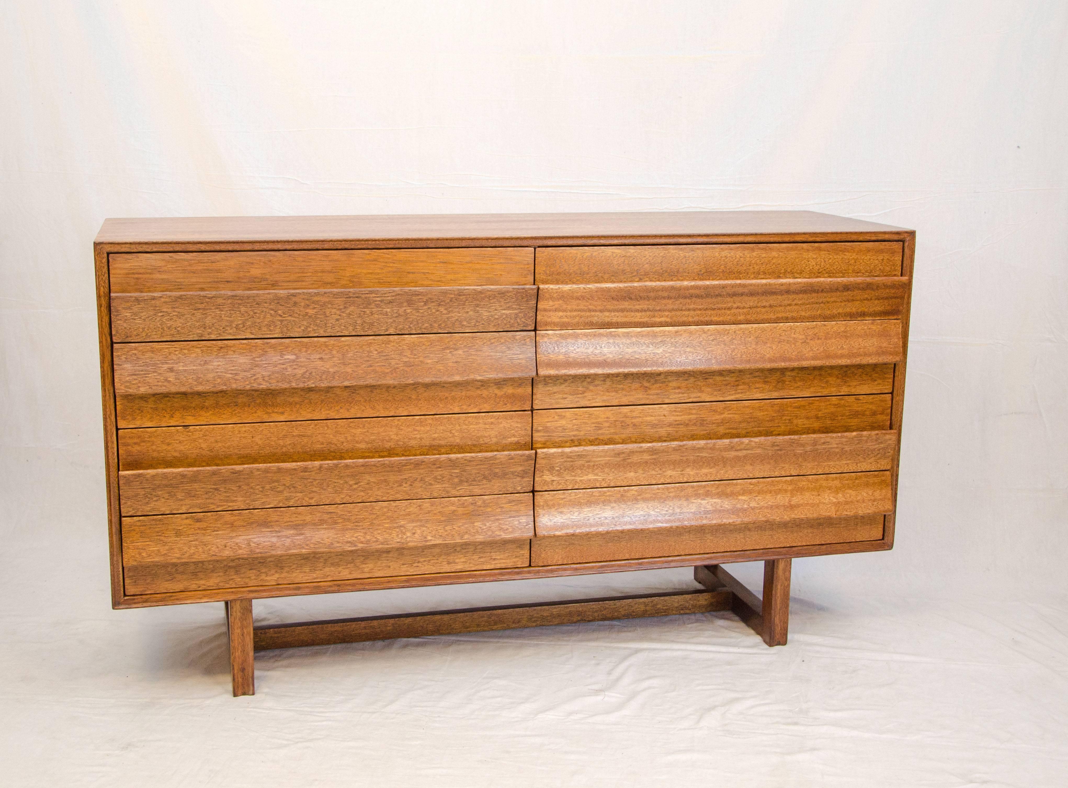 Mid-Century Modern Paul Laszlo Ribbon Mahogany Low Dresser for Brown Saltman